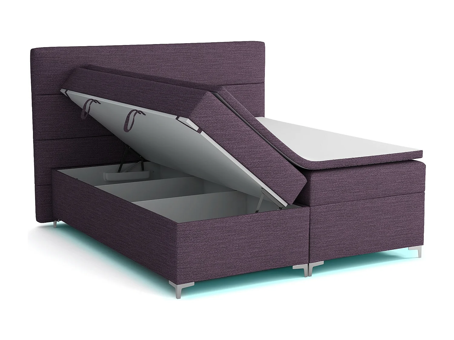 Lit boxspring avec surmatelas Verdalen LED, 180x200 cm, Soft 20 (Gris)