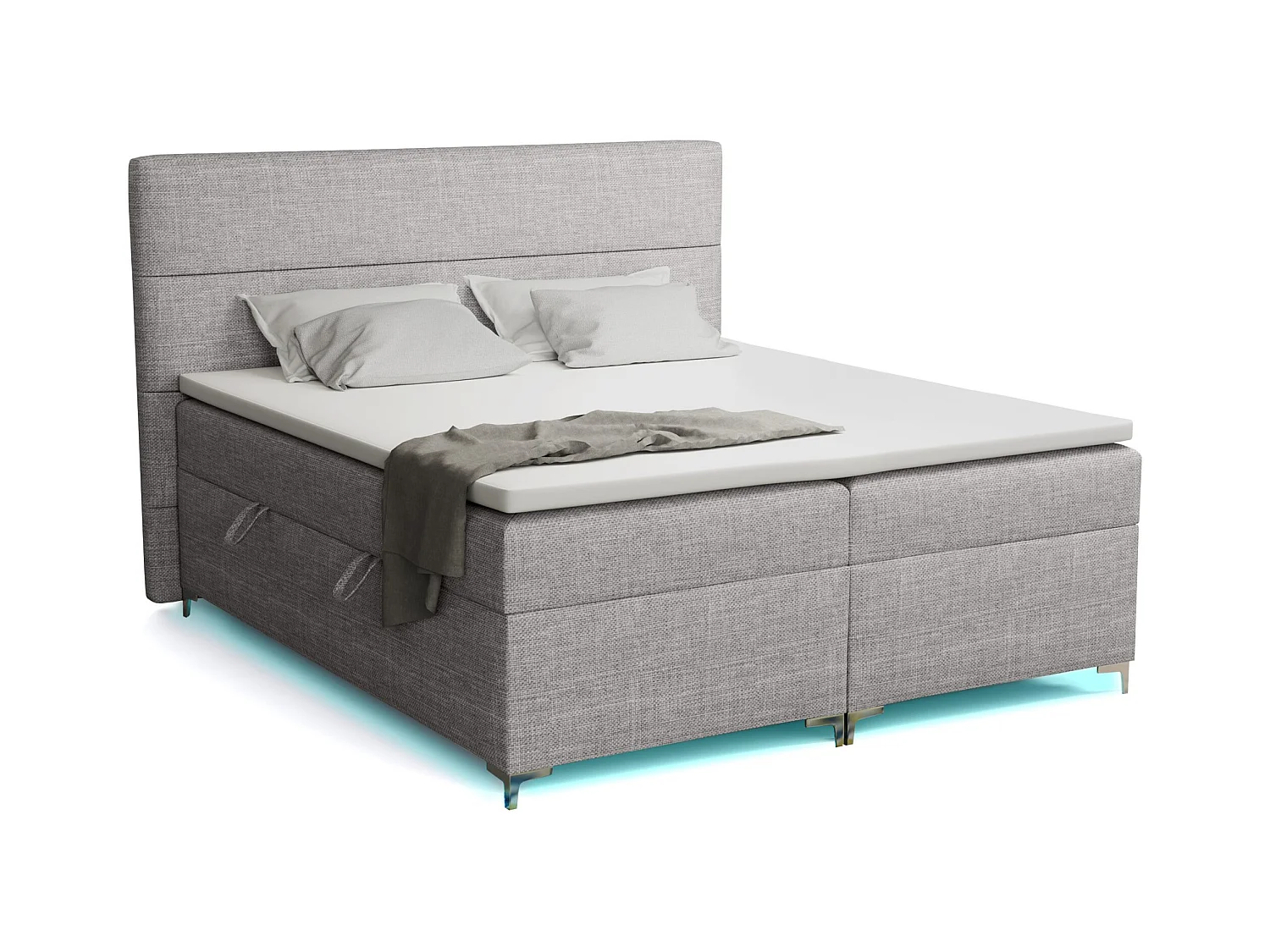 Lit boxspring avec surmatelas Verdalen LED, 140x200 cm, Lux 05 (Gris clair)