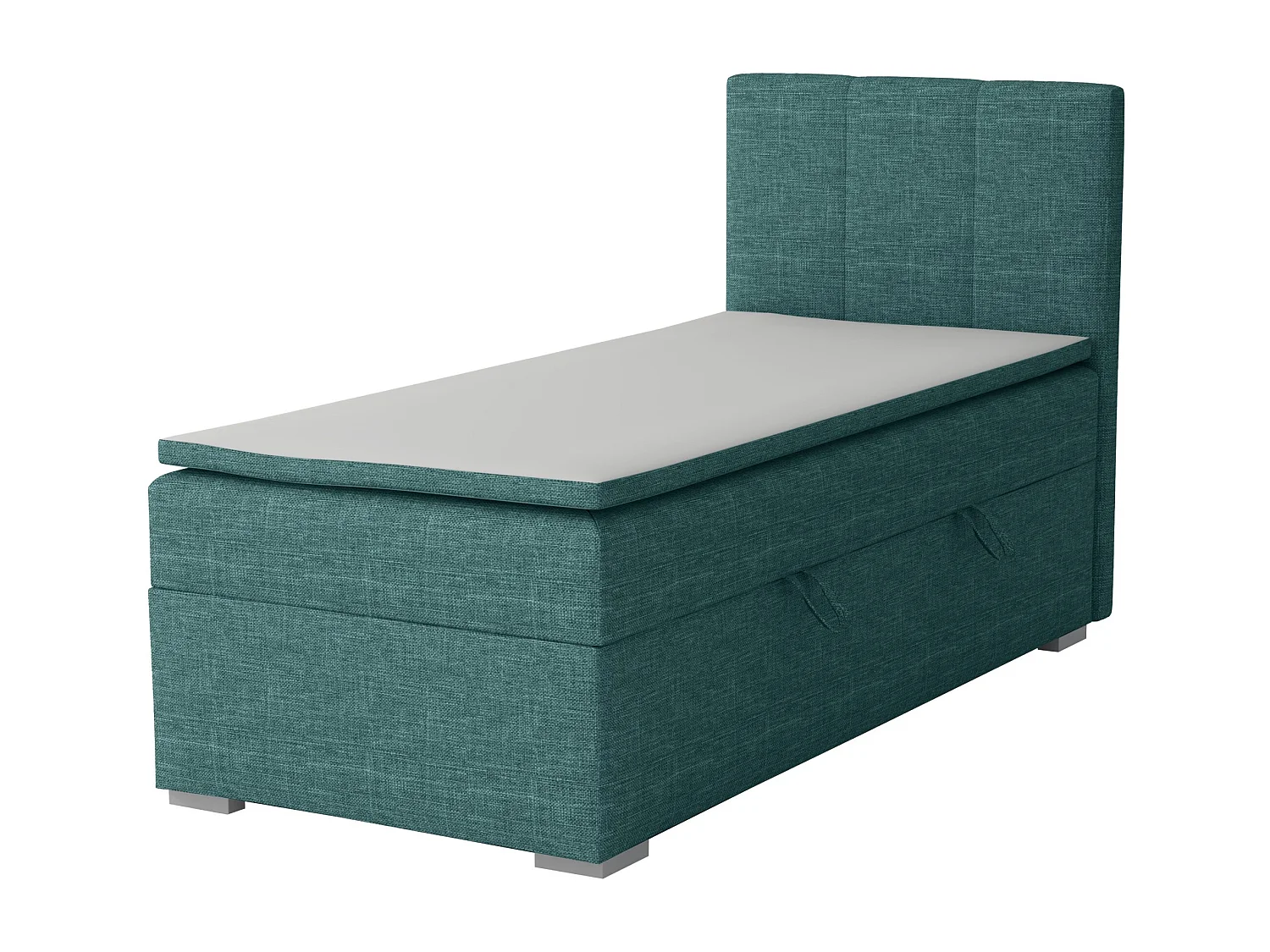 LIT SIMPLE avec tiroir de rangement et surmatelas, côté droit Monaco Mini 100x200 cm, Lux 30 (Bleu-vert)