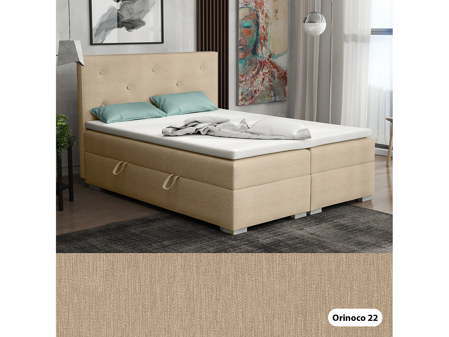 BOXSPRINGBETT mit Bettkästen Topper Atlanta 140x200 cm, Orinoco 22 (Hellbraun Beige)
