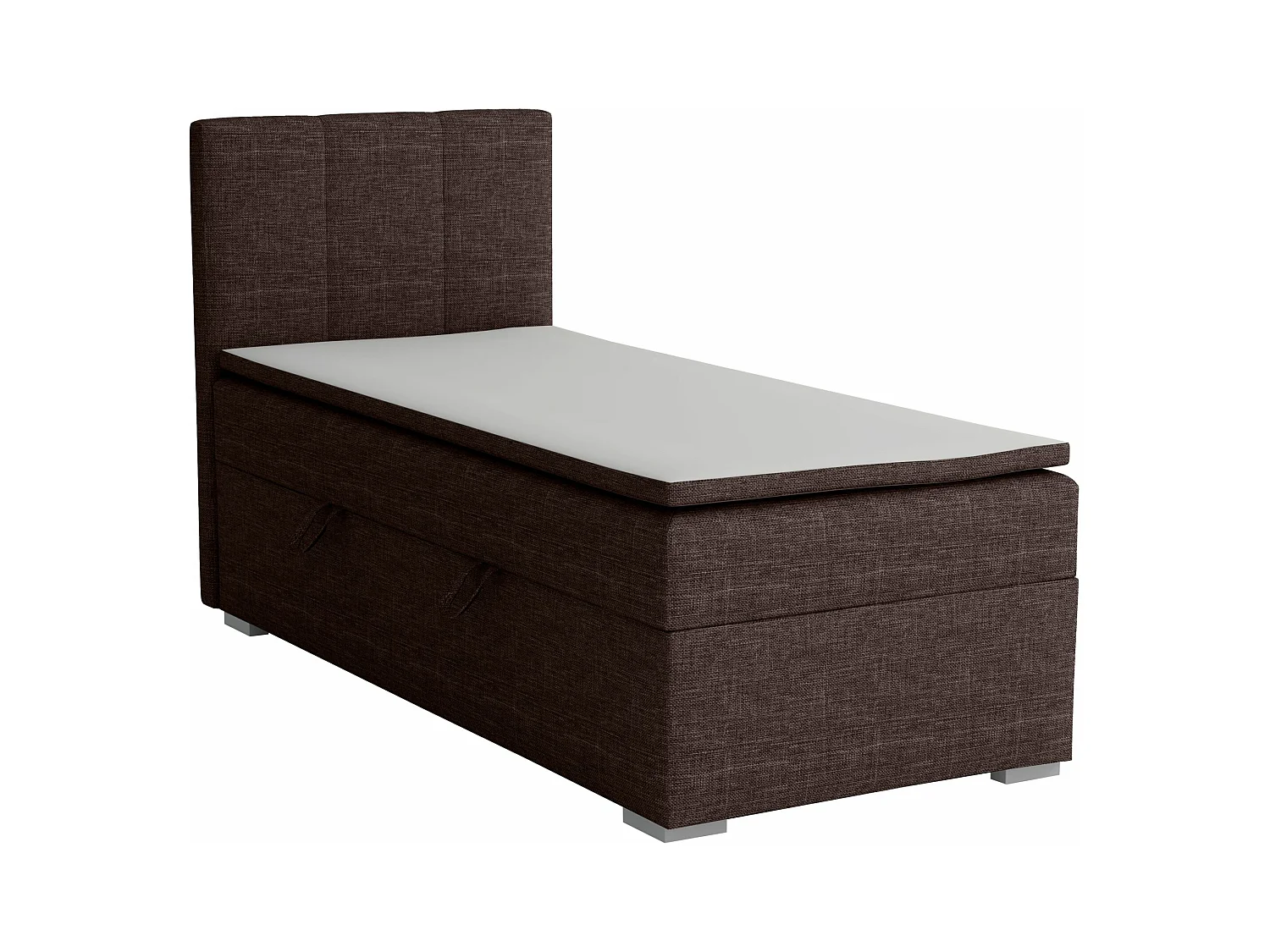 EINZELBETT mit Bettkasten und Topper Seite Links Monaco Mini 100x200 cm, Lux 13 (Dunkelbraun)