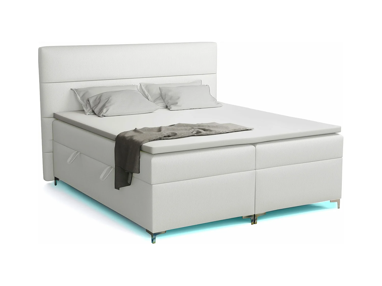 Lit boxspring avec surmatelas Verdalen LED, 160x200 cm, Soft 17 (Blanc)