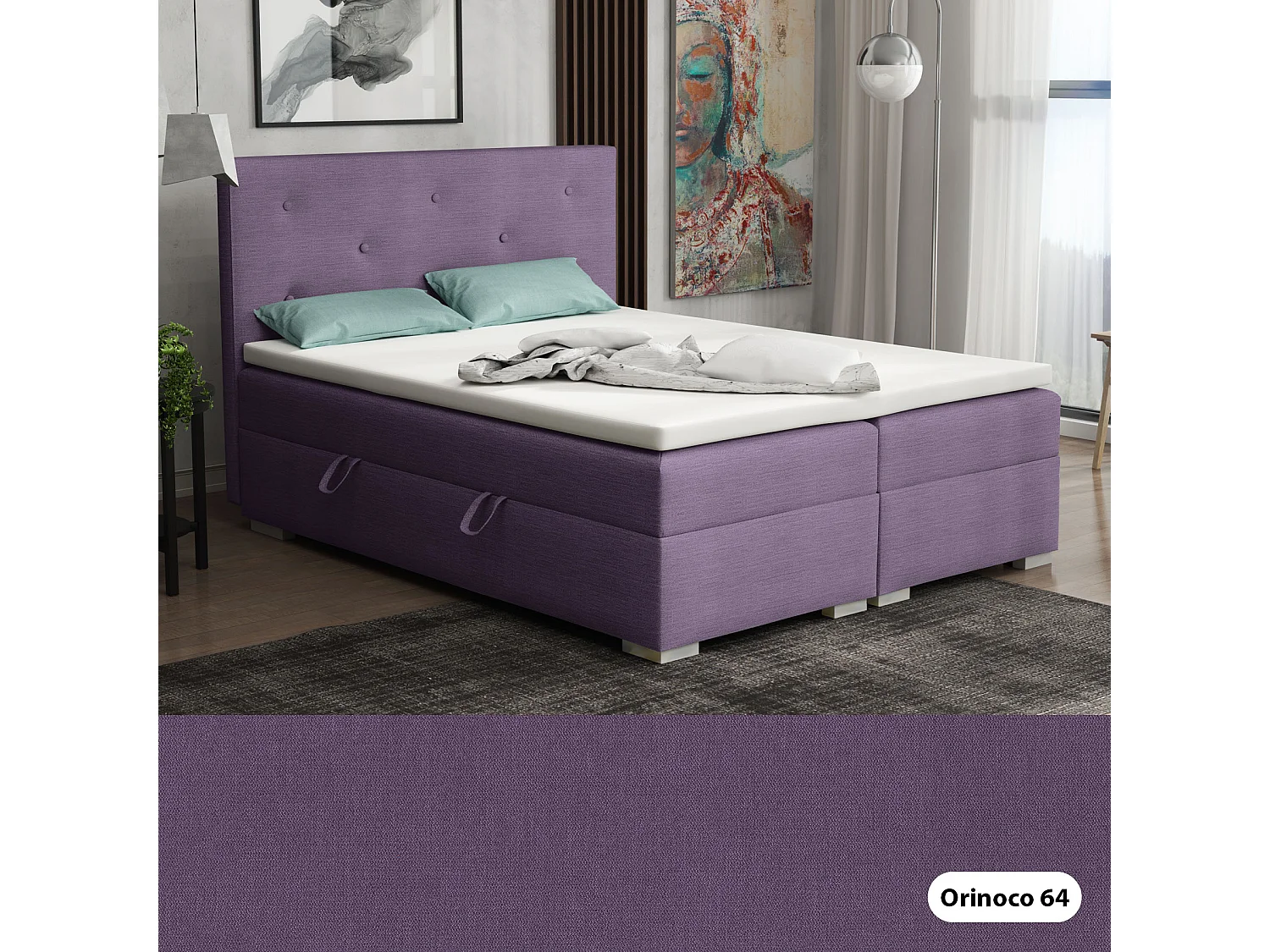 BOXSPRINGBETT mit Bettkästen Topper Atlanta 160x200 cm, Orinoco 64 (Hellviolett)