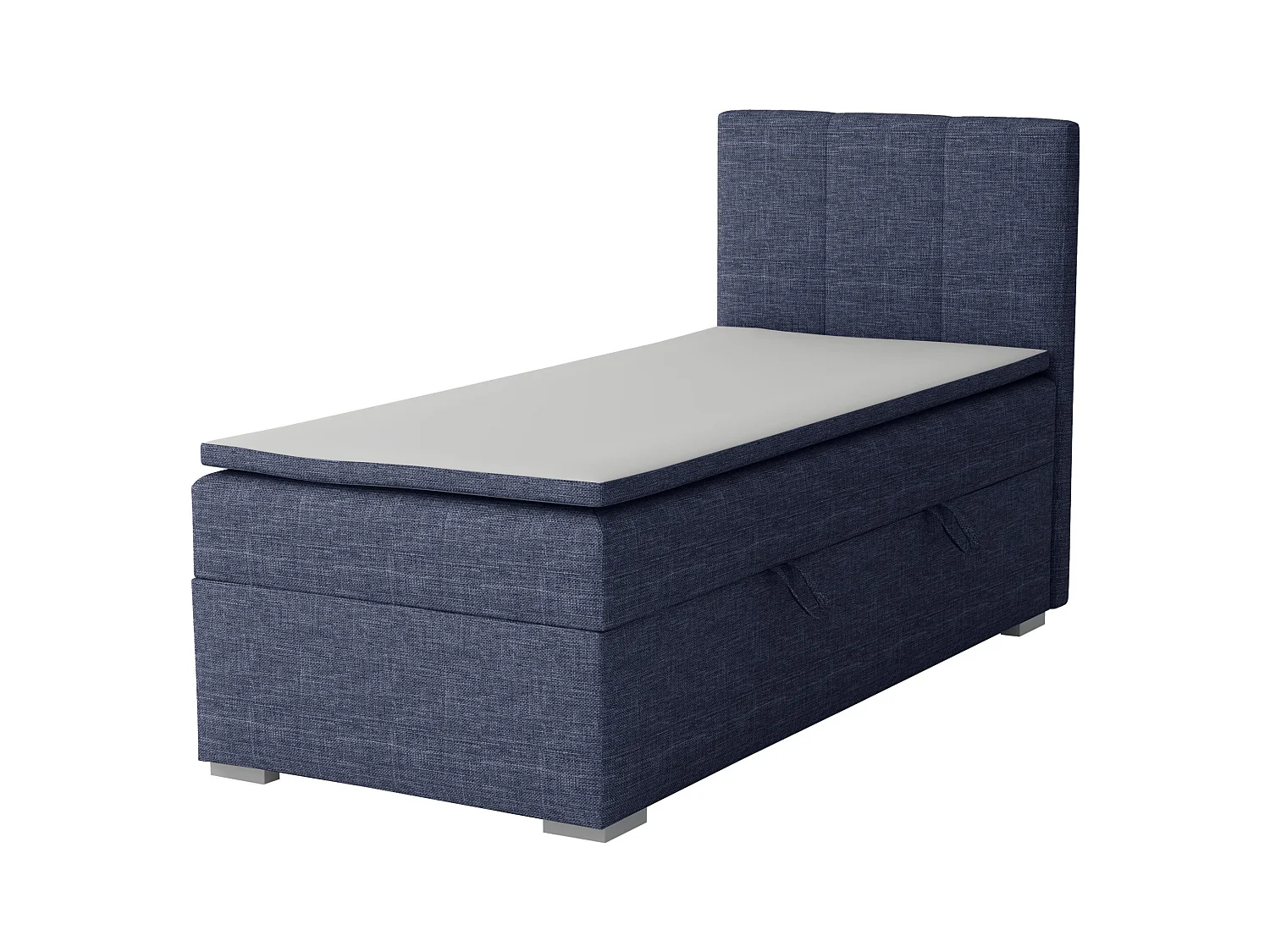 EINZELBETT mit Bettkasten und Topper Seite Rechts Monaco Mini 100x200 cm, Lux 20 (Jeansblau)