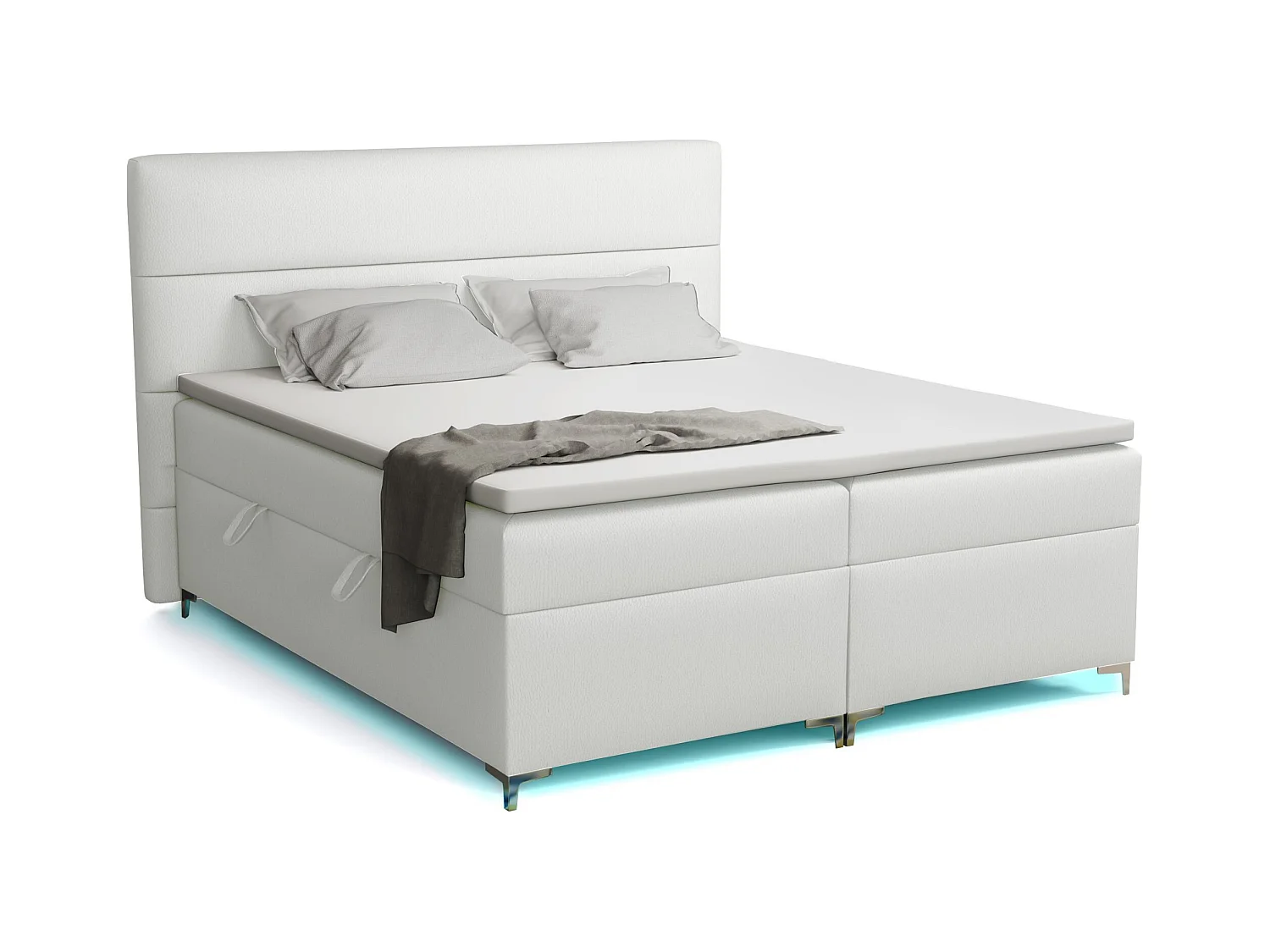 Lit boxspring avec surmatelas Verdalen LED, 200x200 cm, Soft 17 (Blanc)