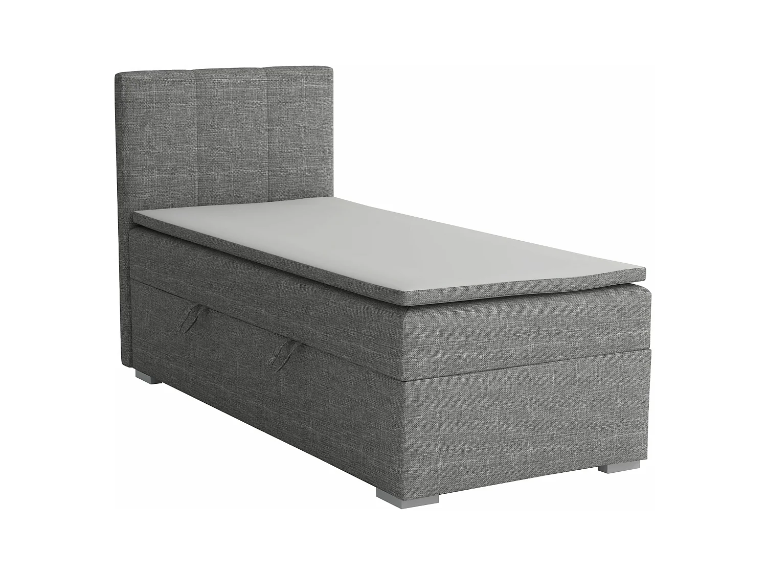 EINZELBETT mit Bettkasten und Topper Seite Links Monaco Mini 90x200 cm, Lux 06 (Grau)