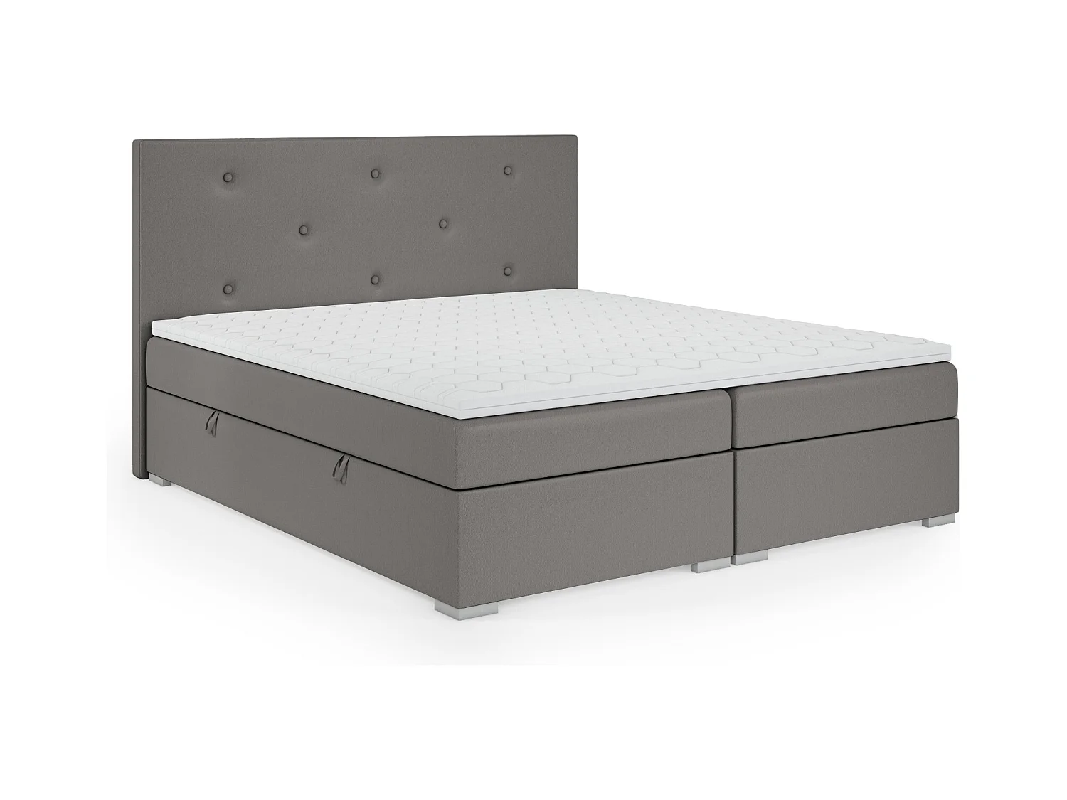 Lit Boxspring avec tiroirs de lit, Coffre de lit Topper Atlanta 160x200 cm, Soft 29 (Gris)