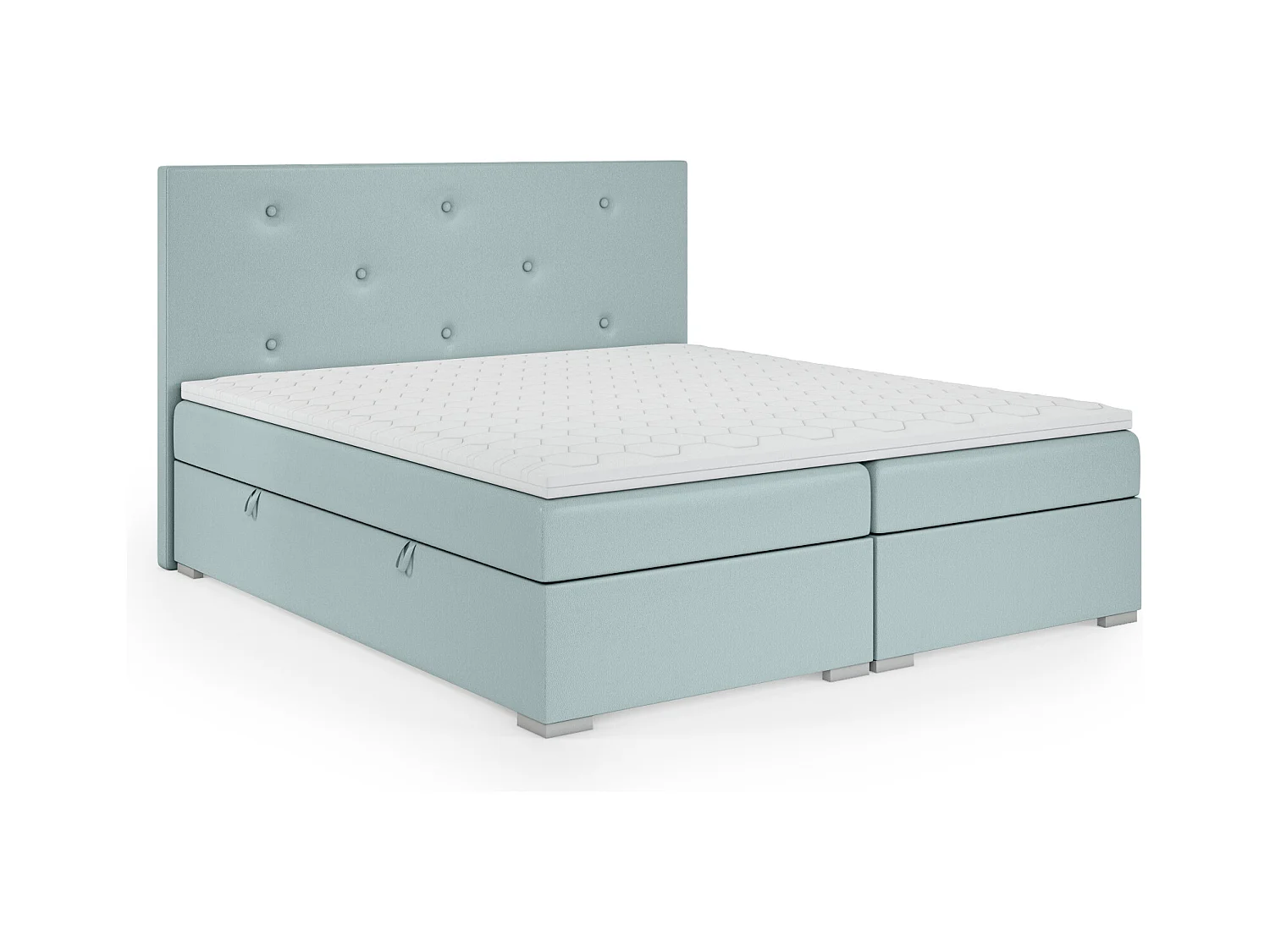 Lit Boxspring avec tiroirs de lit, Coffre de lit Topper Atlanta 200x200 cm, Jasmine 73 (Gris souris)