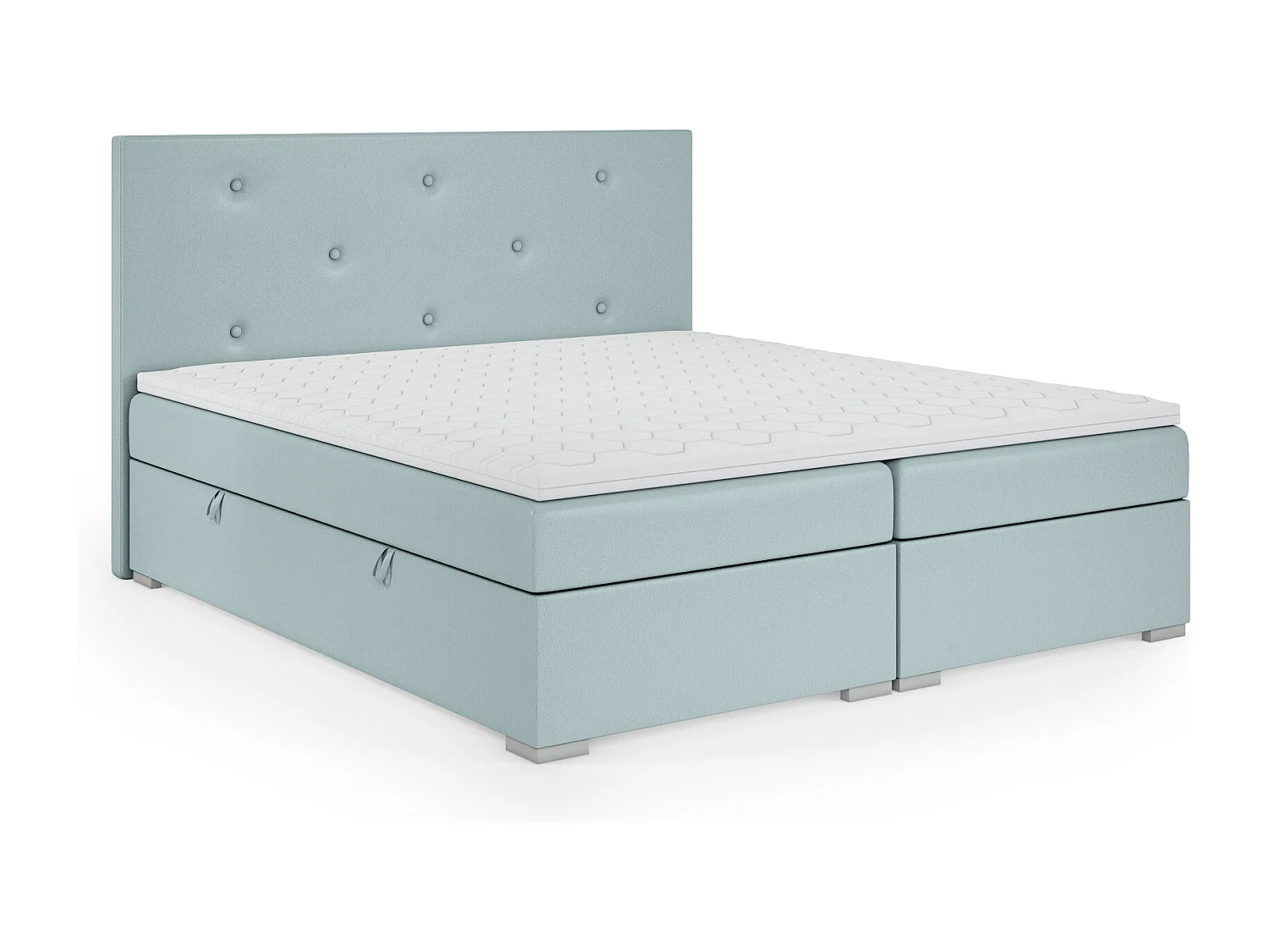 Lit Boxspring avec tiroirs de lit, Coffre de lit Topper Atlanta 200x200 cm, Jasmine 73 (Gris souris)
