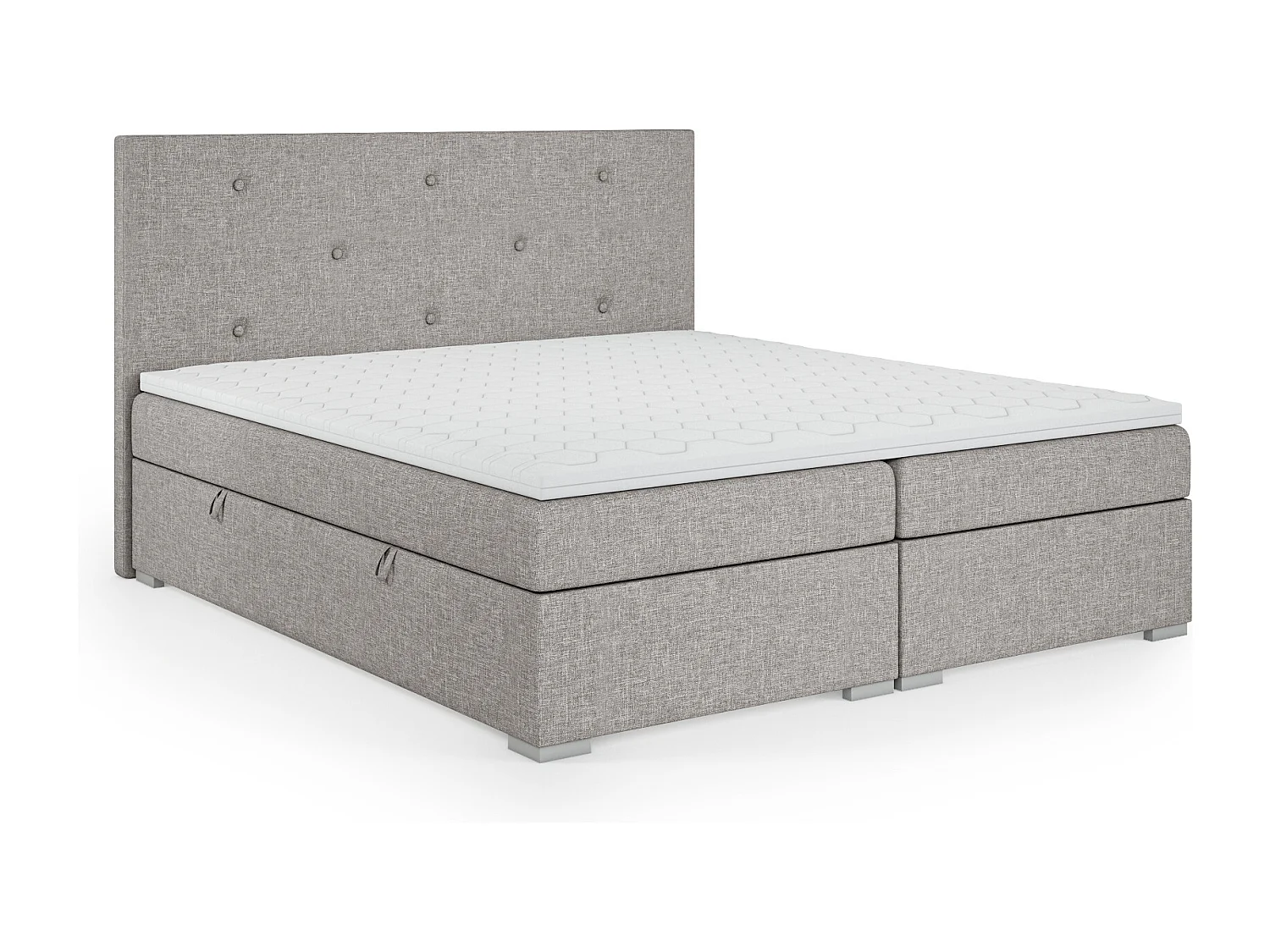Lit Boxspring avec tiroirs de lit, Coffre de lit Topper Atlanta 160x200 cm, Lux 05 (Gris clair)