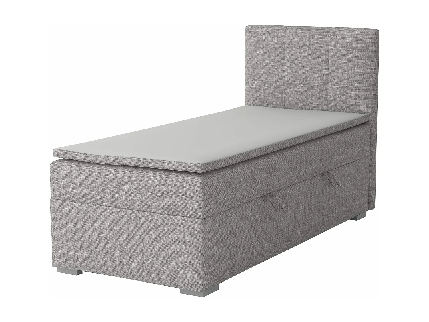 LIT SIMPLE avec tiroir de rangement et surmatelas, côté droit Monaco Mini 100x200 cm, Lux 05 (Gris clair)