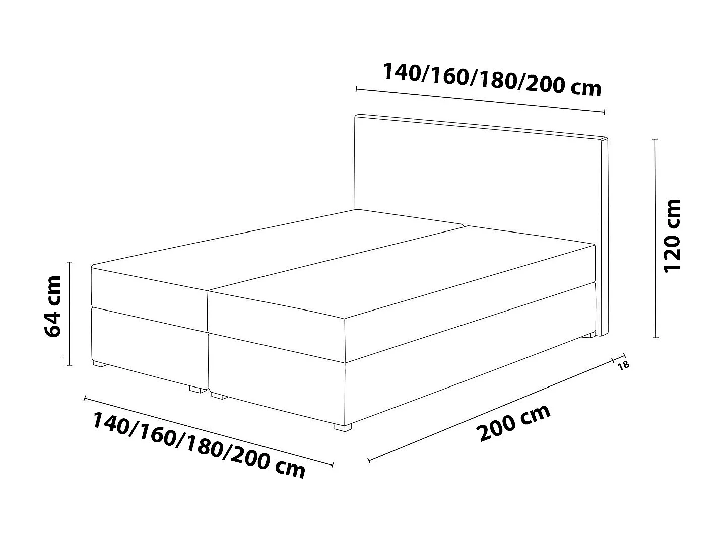LIT BOXSPRING avec tiroirs de rangement Buffalo 200x200 cm, Soft 08 (Bleu pastel)