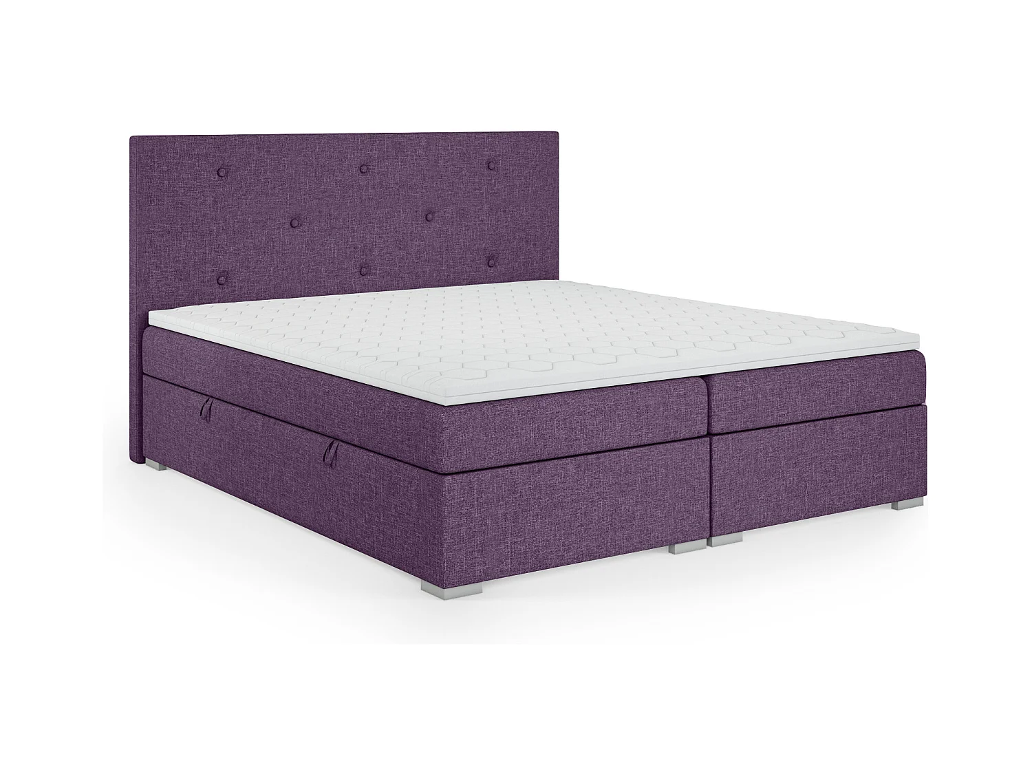 Lit Boxspring avec tiroirs de lit, Coffre de lit Topper Atlanta 160x200 cm, Orinoco 65 (Violet foncé)