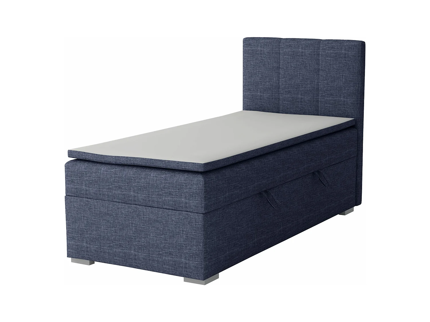 EINZELBETT mit Bettkasten und Topper Seite Rechts Monaco Mini 90x200 cm, Lux 20 (Jeansblau)