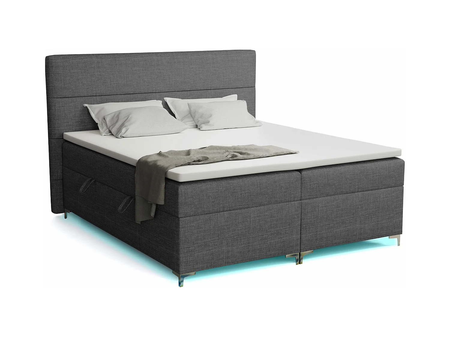 Lit boxspring avec surmatelas Verdalen LED, 140x200 cm, Orinoco 96 (Gris foncé)