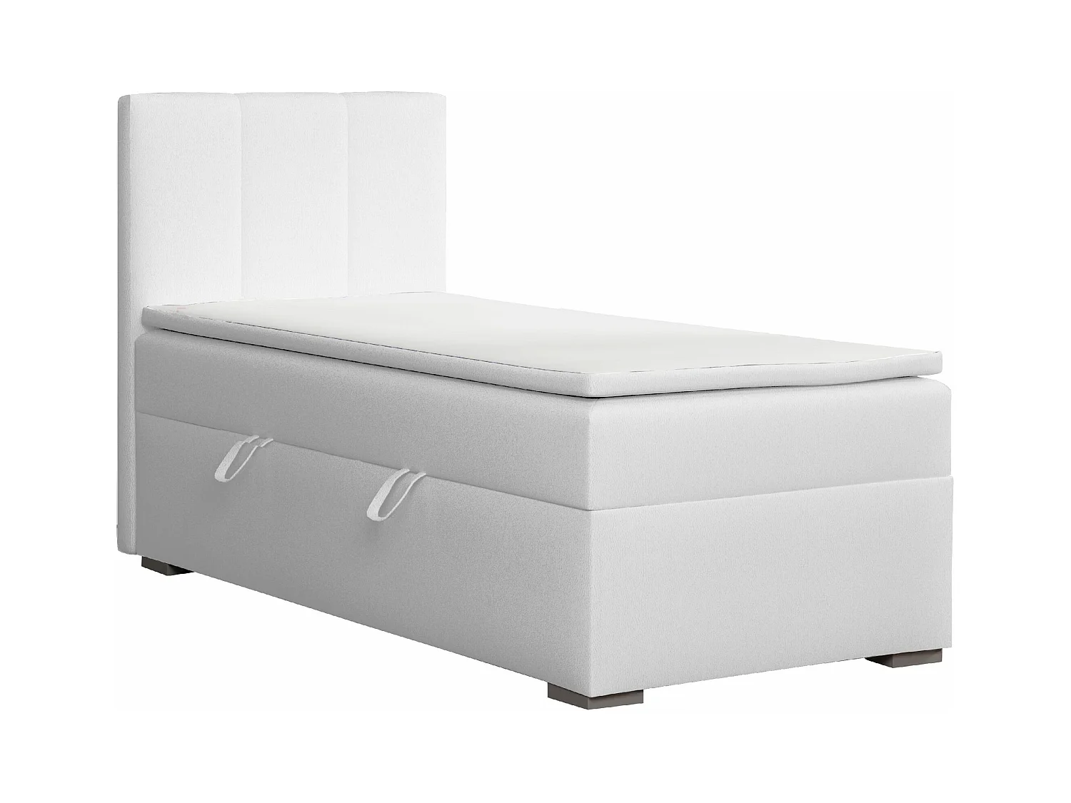 LIT SIMPLE avec tiroir de rangement et surmatelas, côté gauche Monaco Mini 100x200 cm, Soft 17 (Blanc)