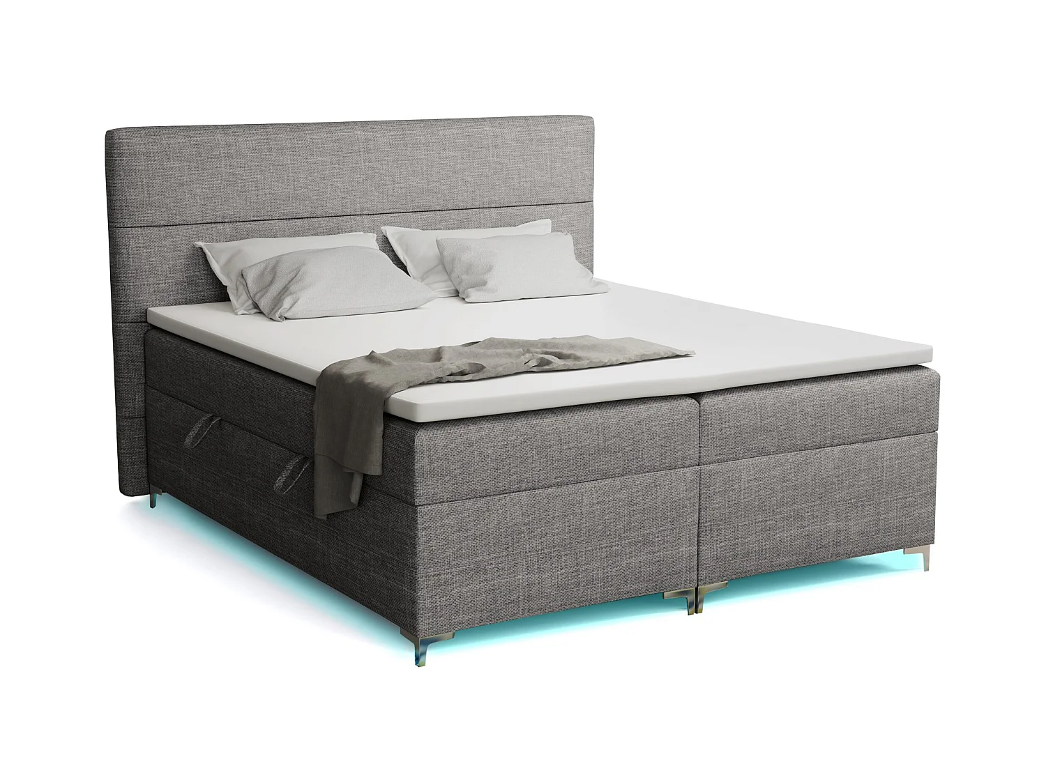 Lit boxspring avec surmatelas Verdalen LED, 200x200 cm, Lux 06 (Gris)