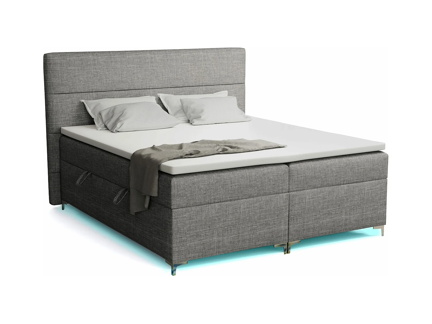 Lit boxspring avec surmatelas Verdalen LED, 160x200 cm, Lux 06 (Gris)