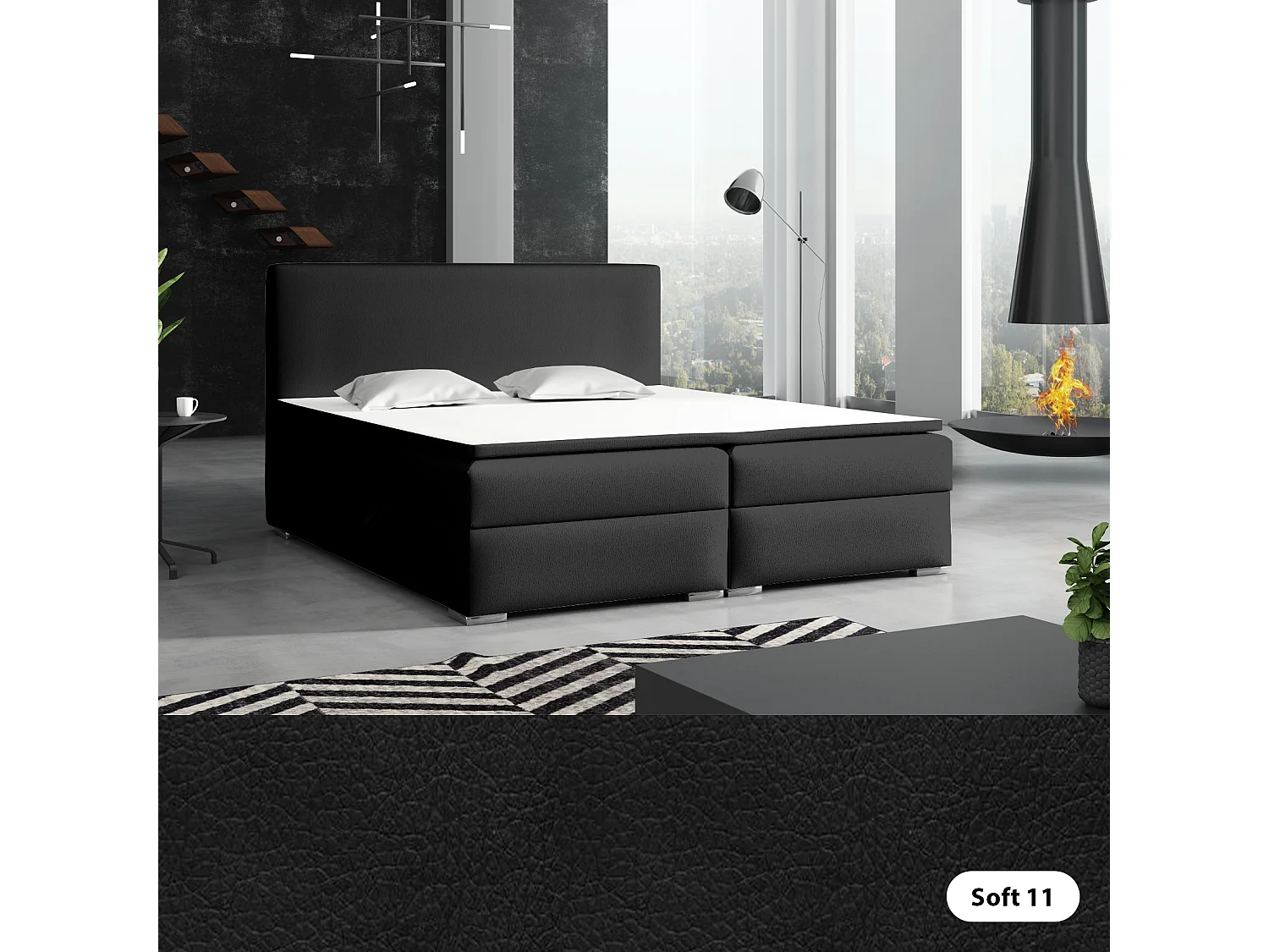 BOXSPRINGBETT mit Bettkästen Laval 200x200 cm, Soft 11 (Schwarz)