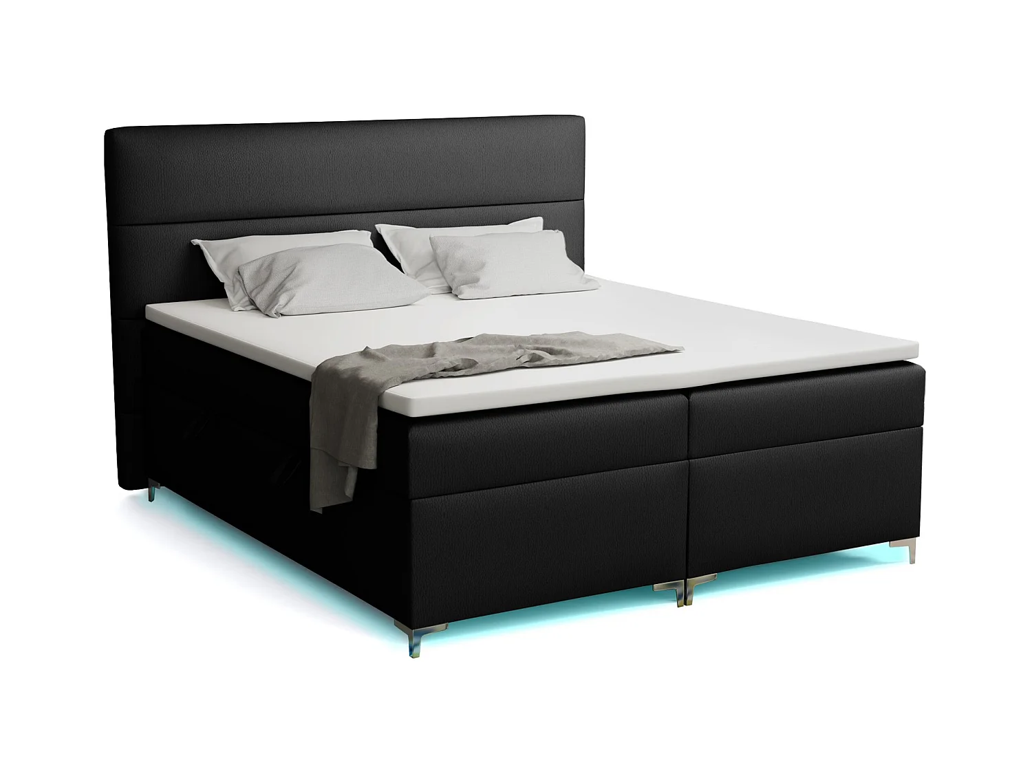 Lit boxspring avec surmatelas Verdalen LED, 180x200 cm, Jasmine 100 (Noir)