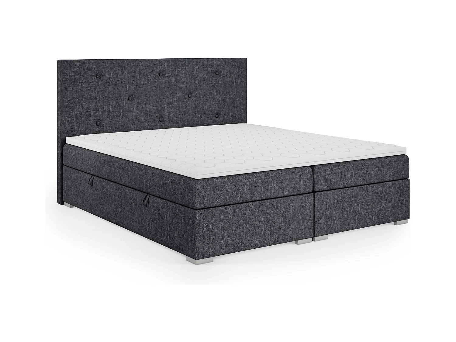 Lit Boxspring avec tiroirs de lit, Coffre de lit Topper Atlanta 200x200 cm, Orinoco 100 (Noir)
