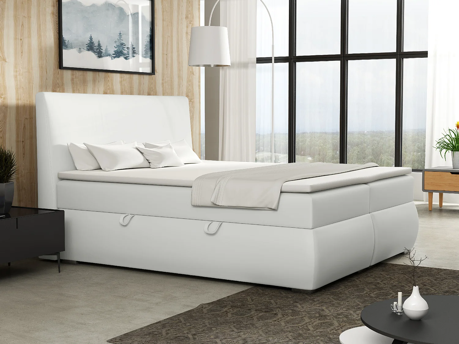 BOXSPRINGBETT mit Bettkästen Buffalo 140x200 cm, Soft 17 (Weiss)