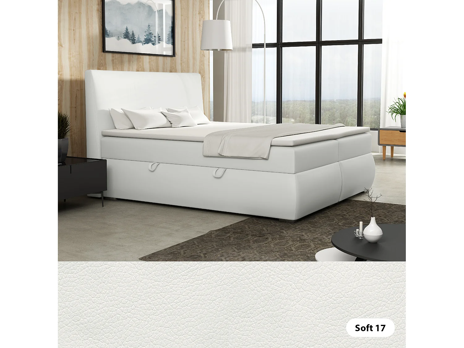 BOXSPRINGBETT mit Bettkästen Buffalo 140x200 cm, Soft 17 (Weiss)