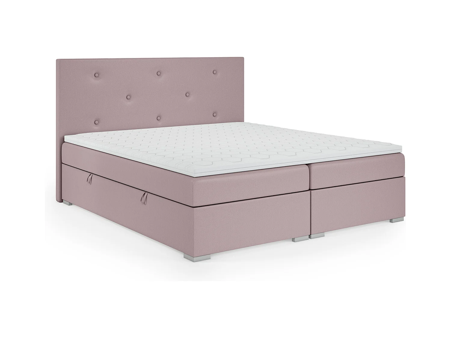 Lit Boxspring avec tiroirs de lit, Coffre de lit Topper Atlanta 180x200 cm, Jasmine 62 (Violet)