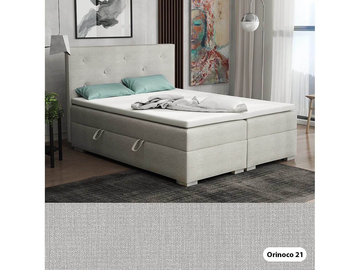 BOXSPRINGBETT mit Bettkästen Topper Atlanta 180x200 cm, Orinoco 21 (Lichtgrau)