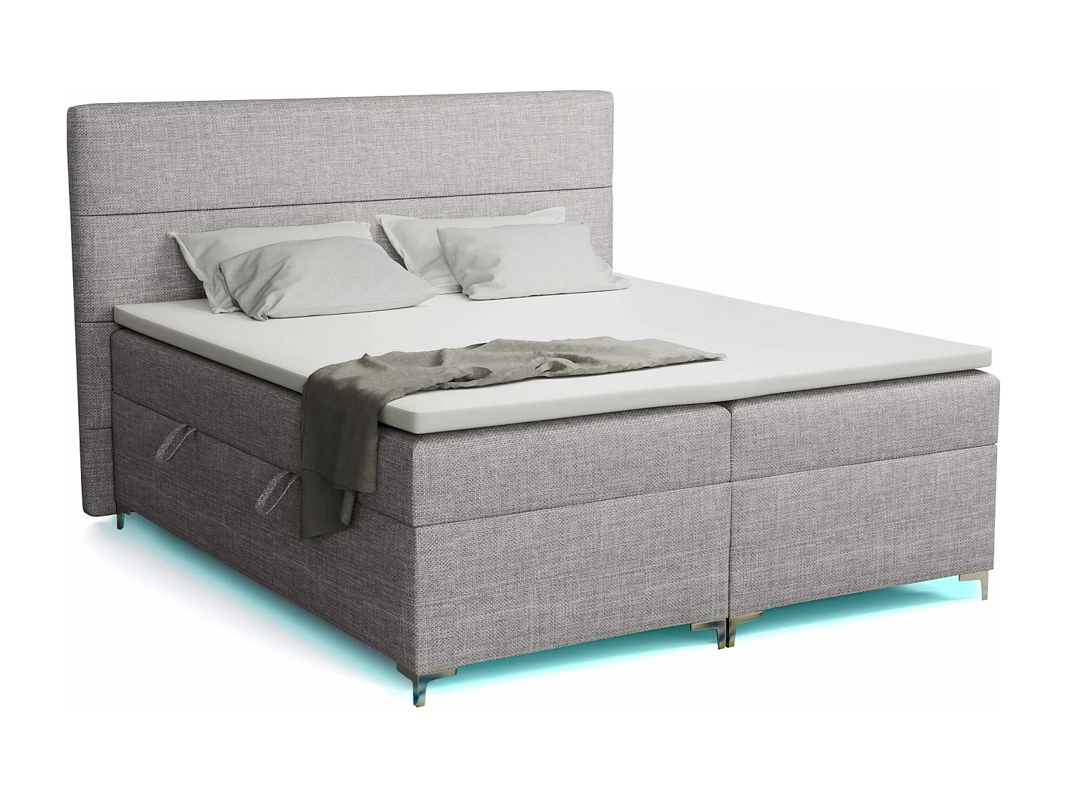 Lit boxspring avec surmatelas Verdalen LED, 160x200 cm, Lux 05 (Gris clair)