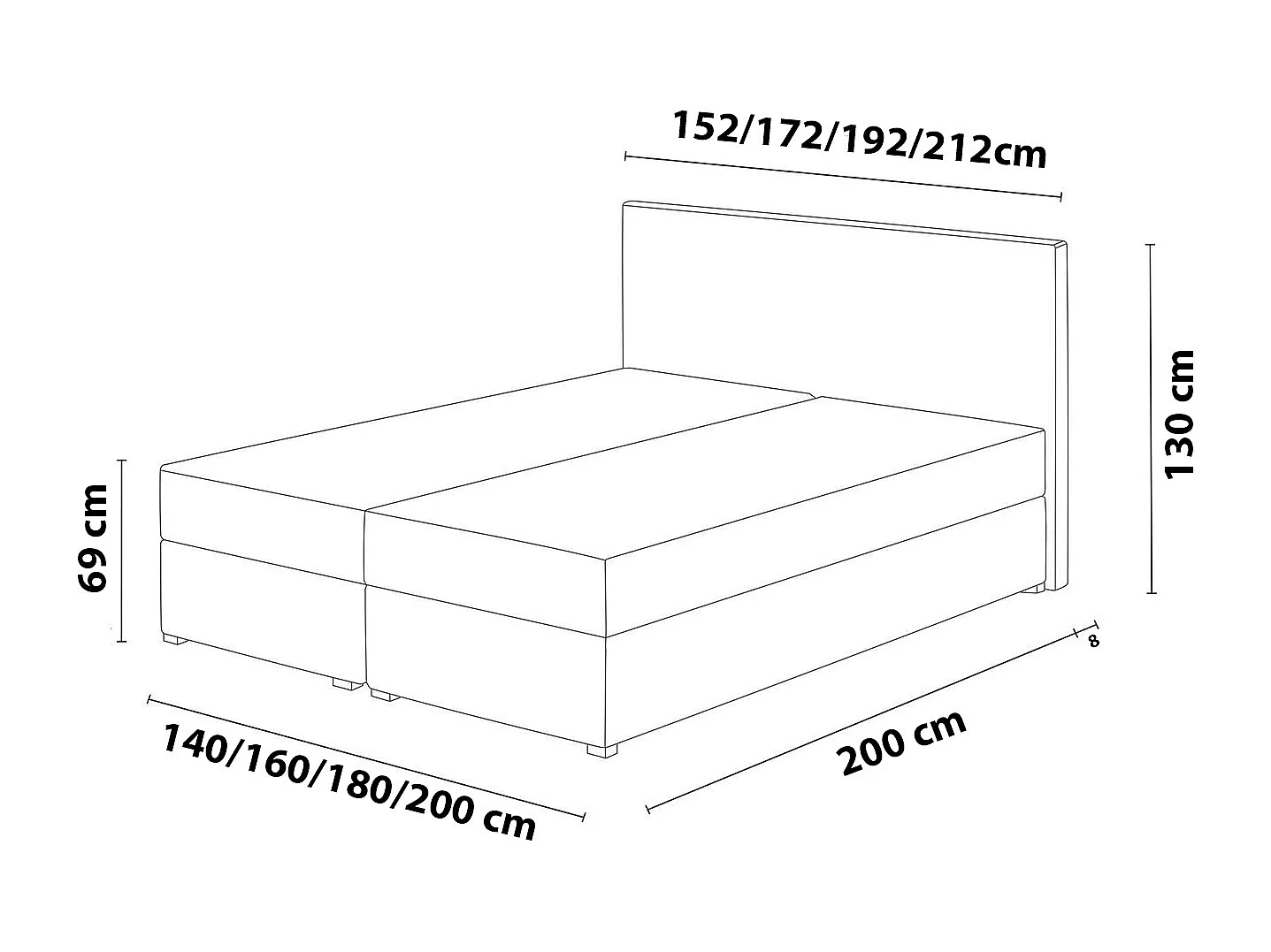 Lit boxspring avec surmatelas Verdalen LED, 160x200 cm, Lux 05 (Gris clair)