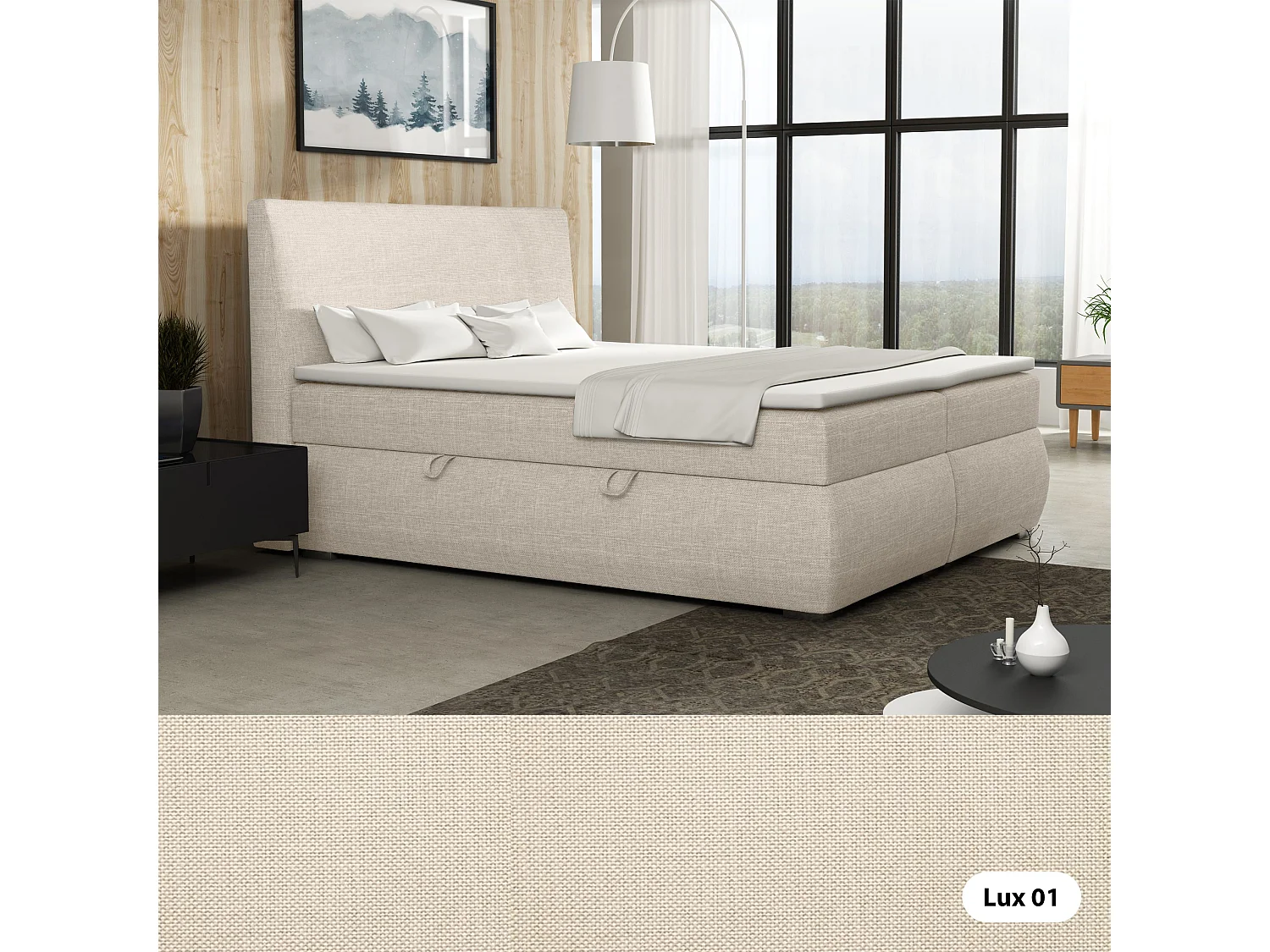 BOXSPRINGBETT mit Bettkästen Buffalo 160x200 cm, Lux 01 (Elfenbein)