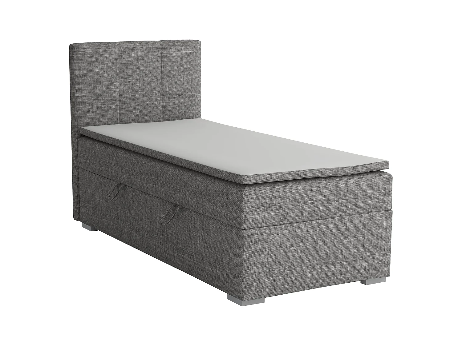 EINZELBETT mit Bettkasten und Topper Seite Links Monaco Mini 100x200 cm, Lux 06 (Grau)