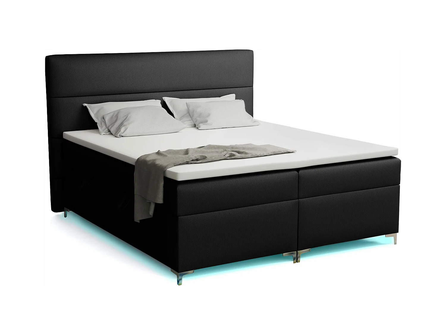 Lit boxspring avec surmatelas Verdalen LED, 200x200 cm, Jasmine 100 (Noir)
