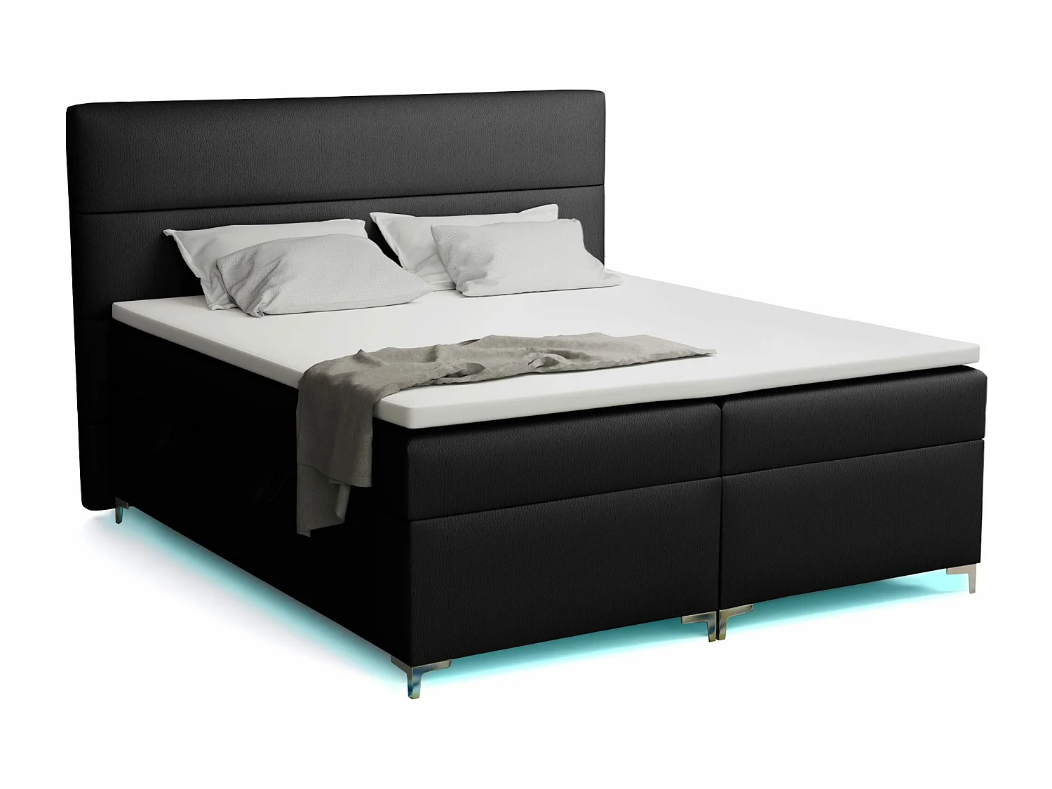 Lit boxspring avec surmatelas Verdalen LED, 200x200 cm, Jasmine 100 (Noir)