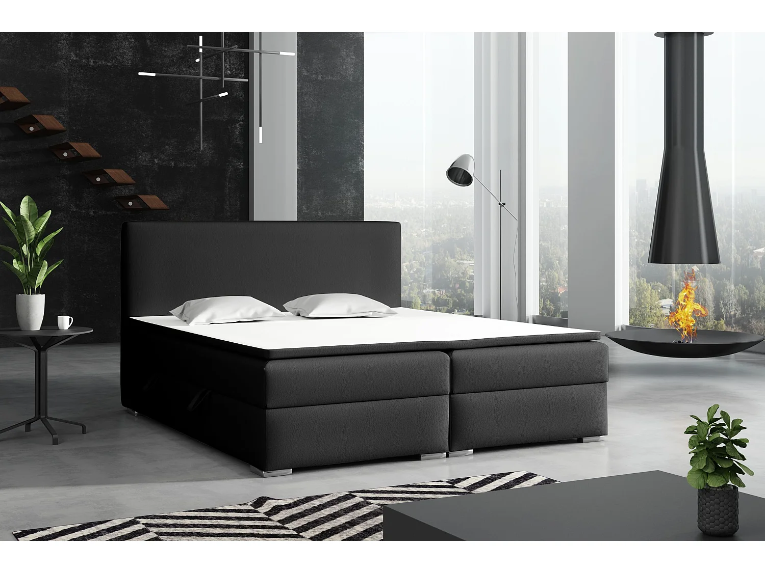 BOXSPRINGBETT mit Bettkästen Laval 160x200 cm, Soft 11 (Schwarz)