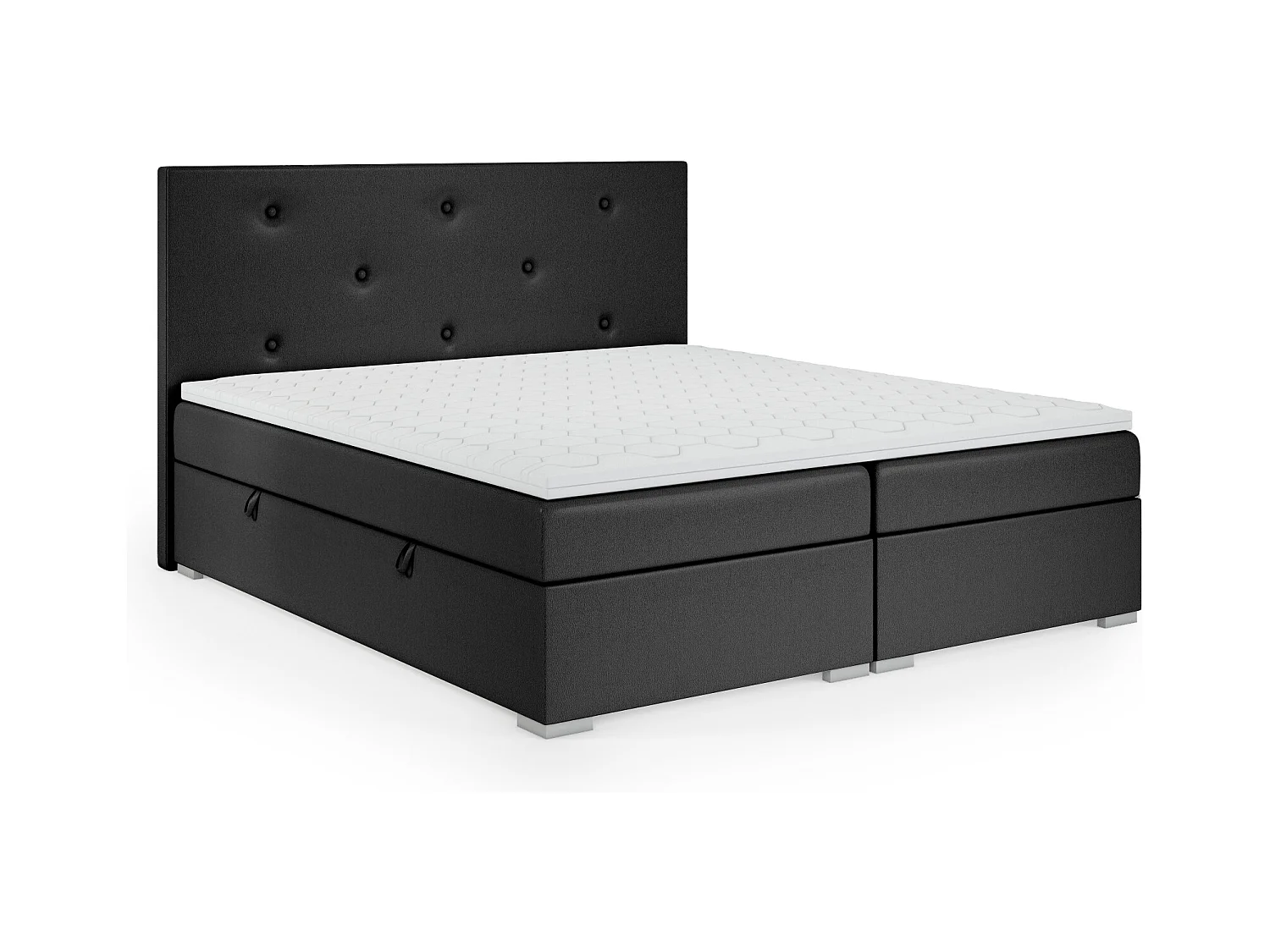 BOXSPRINGBETT mit Bettkästen Topper Atlanta 140x200 cm, Soft 11 (Schwarz)
