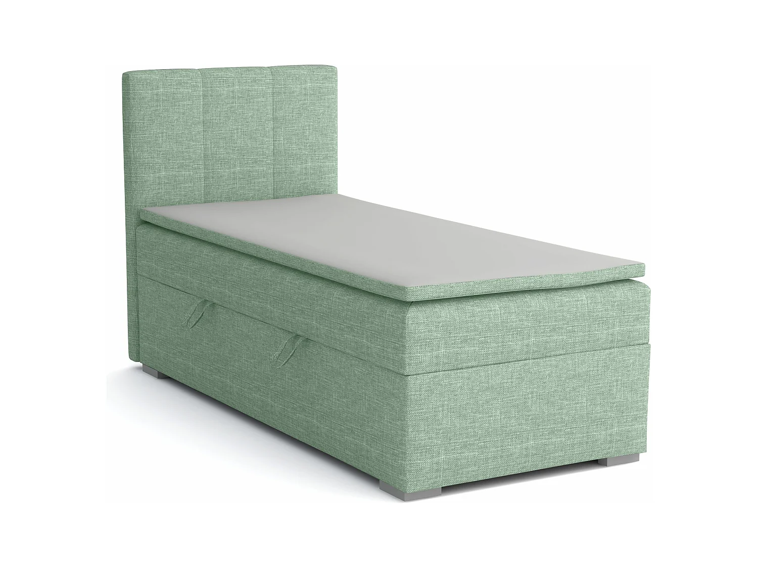EINZELBETT mit Bettkasten und Topper Seite Links Monaco Mini 100x200 cm, Lux 29 (Blassgrün)