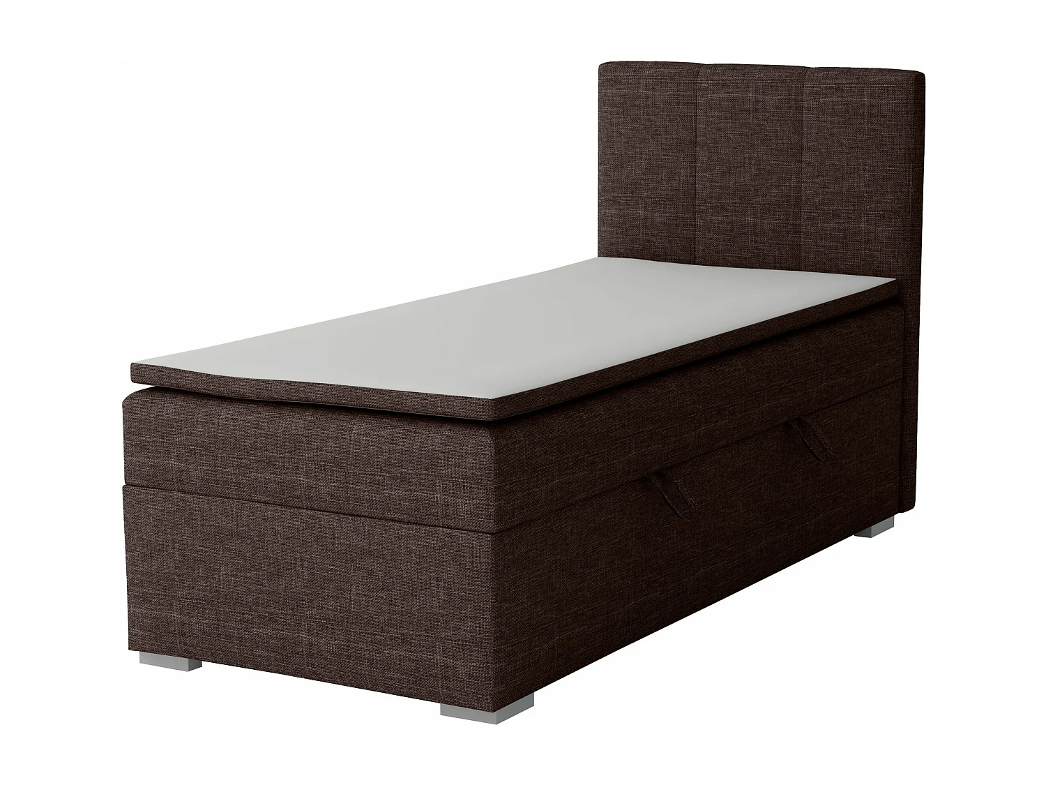 LIT SIMPLE avec tiroir de rangement et surmatelas, côté droit Monaco Mini 90x200 cm, Lux 13 (Marron foncé)