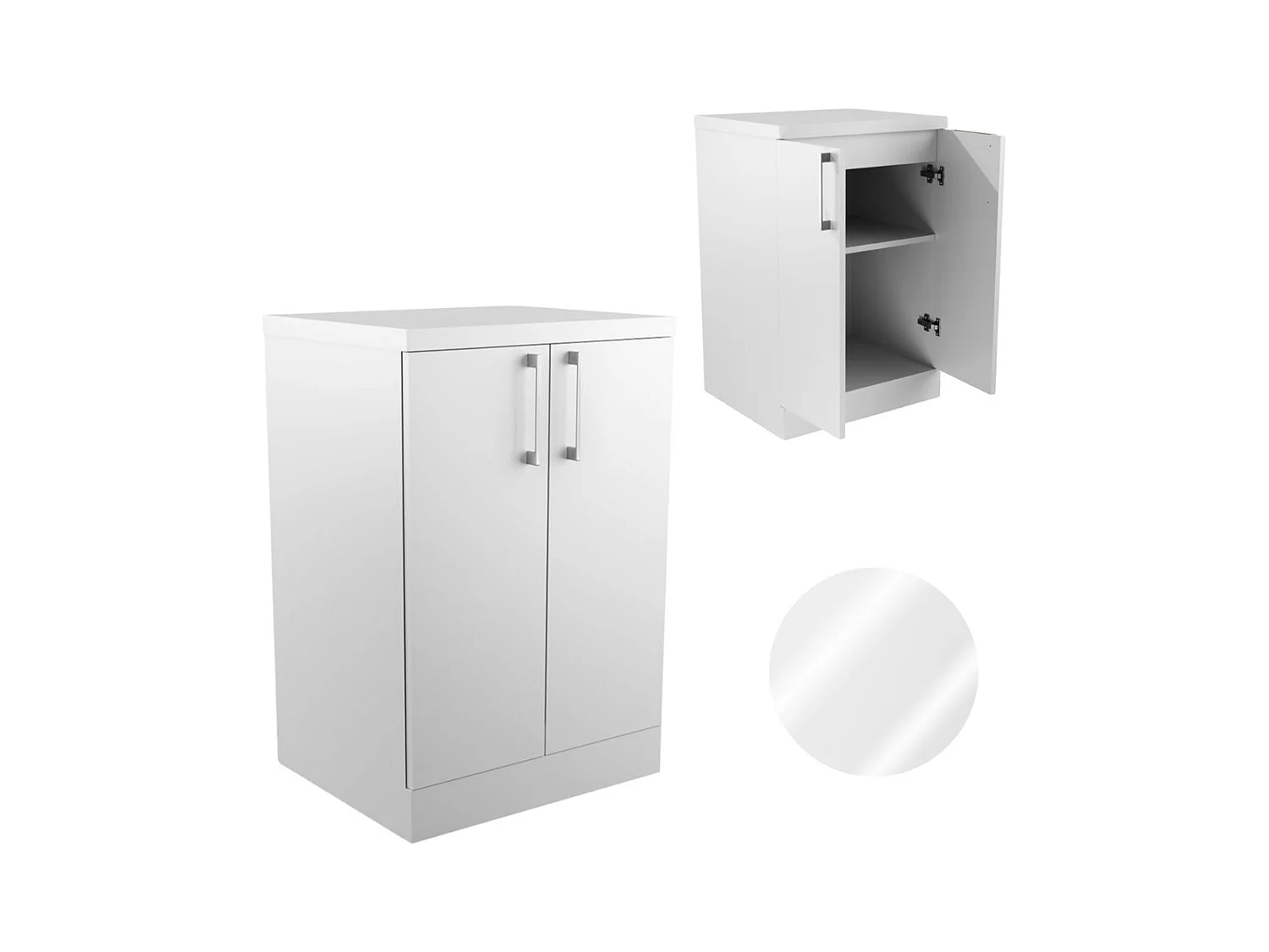 Armoire de Salle de Bain sur Pied 50cm Commode Étagère Sous Vasque Blanc