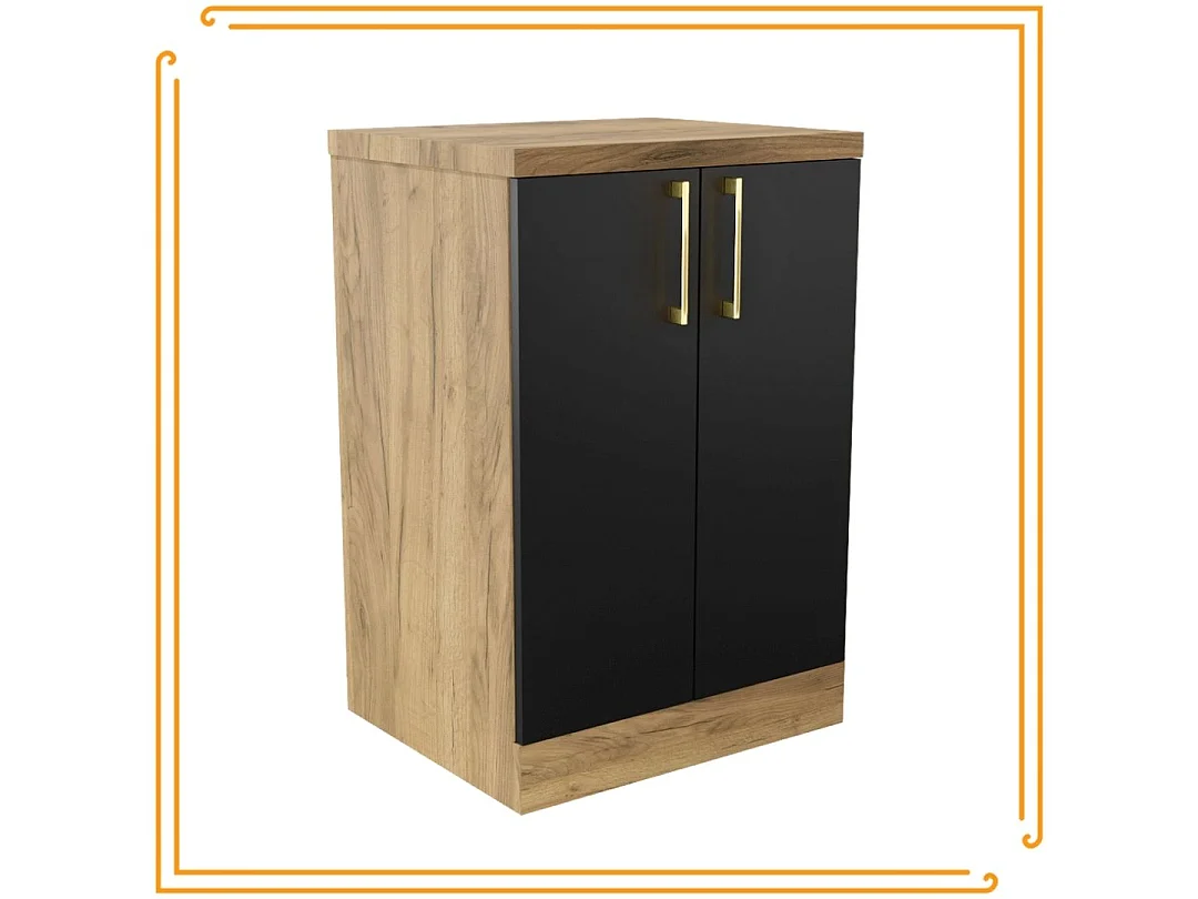 Armoire de Salle de Bain sur Pied 50cm Commode Étagère Sous Lavabo en Chêne.