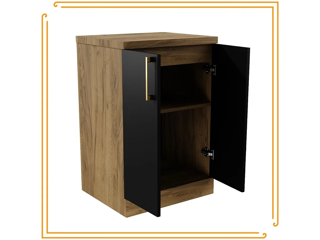 Armoire de Salle de Bain sur Pied 50cm Commode Étagère Sous Lavabo en Chêne.