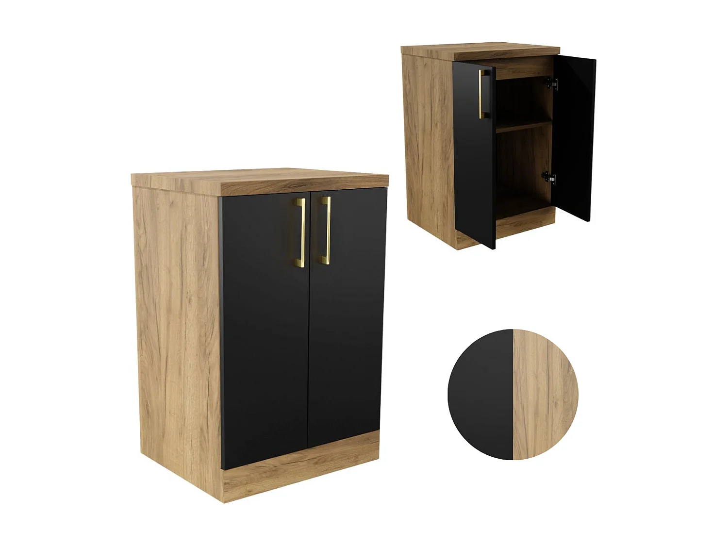 Badunterschrank Stehend 50cm Kommode Regal Unterbauwaschtisch Eiche