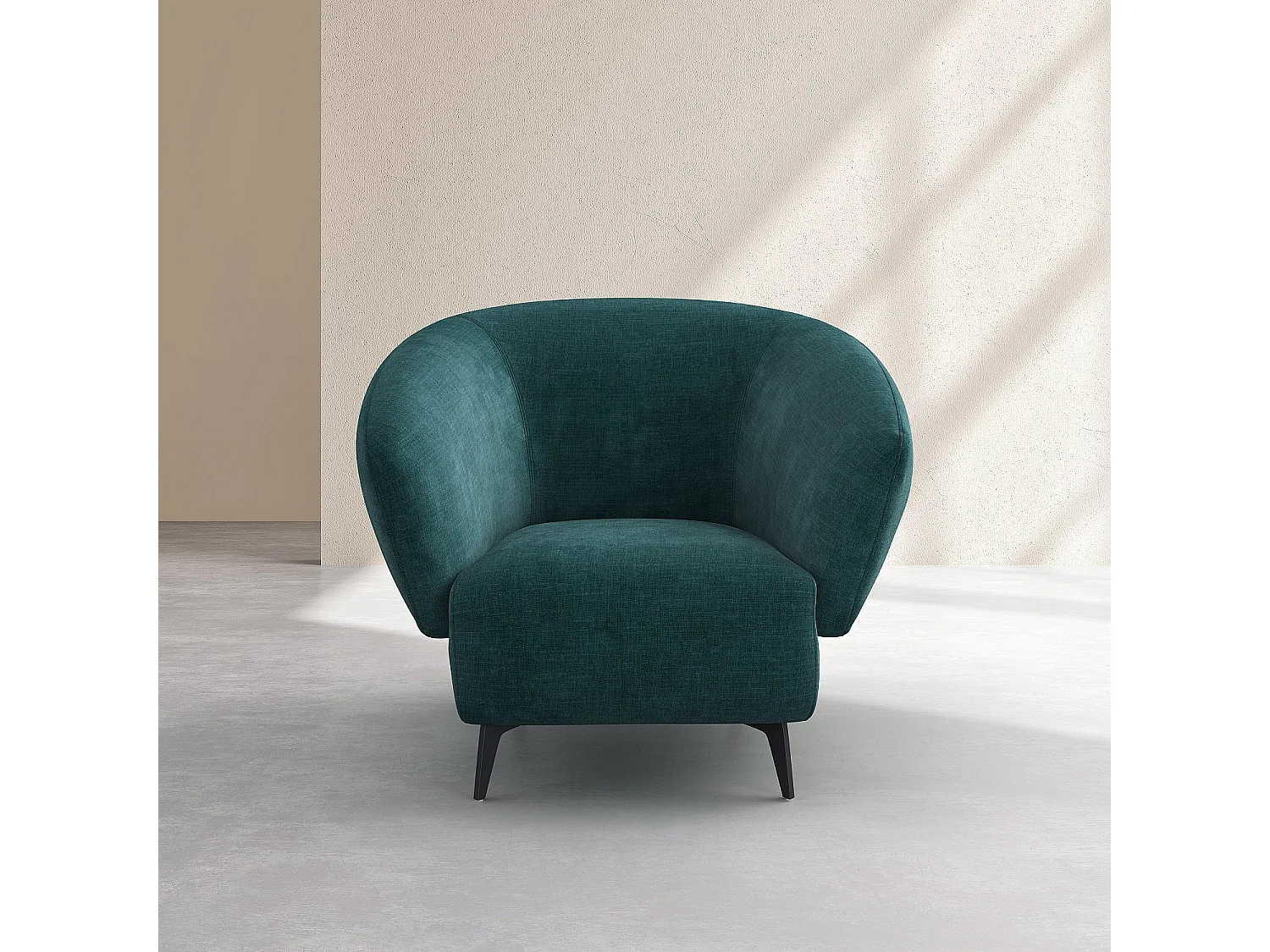 Fauteuil en tissu et métal noir - Bleu canard - Design by Nicole Aptel