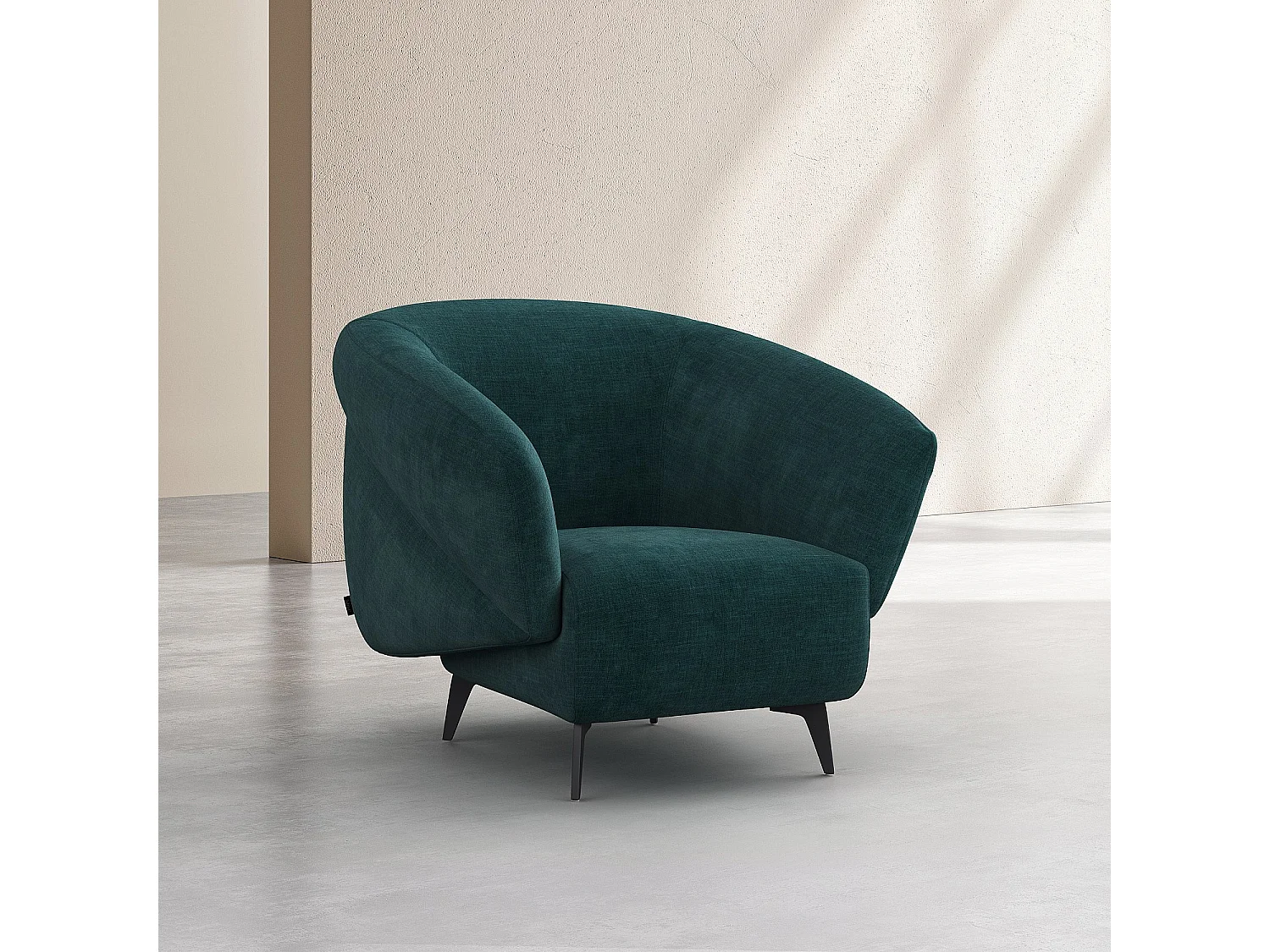Fauteuil en tissu et métal noir - Bleu canard - Design by Nicole Aptel