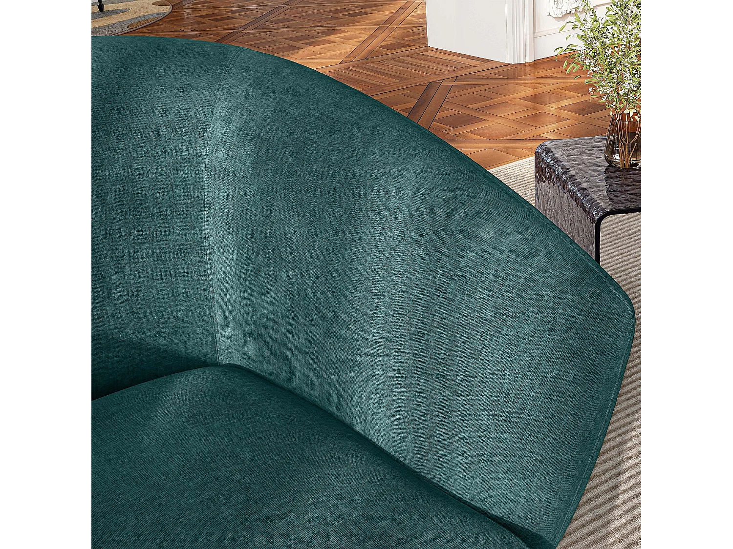 Fauteuil en tissu et métal noir - Bleu canard - Design by Nicole Aptel