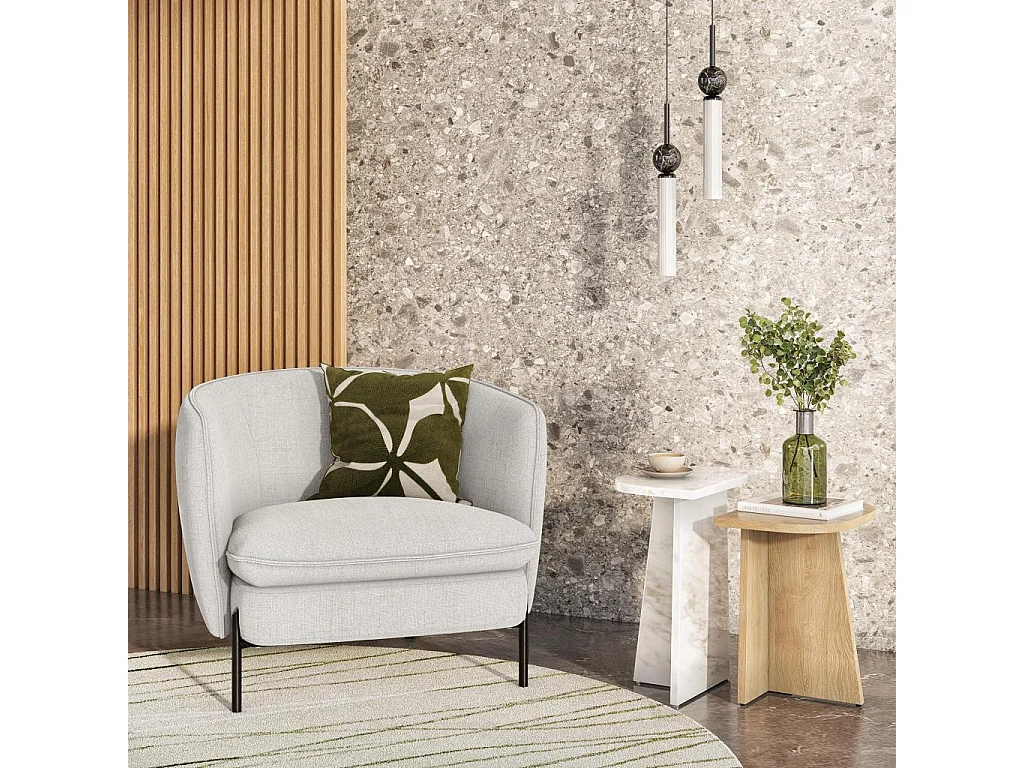 Habitat - Fauteuil en tissu et métal - Ivoire et noir - Jusan