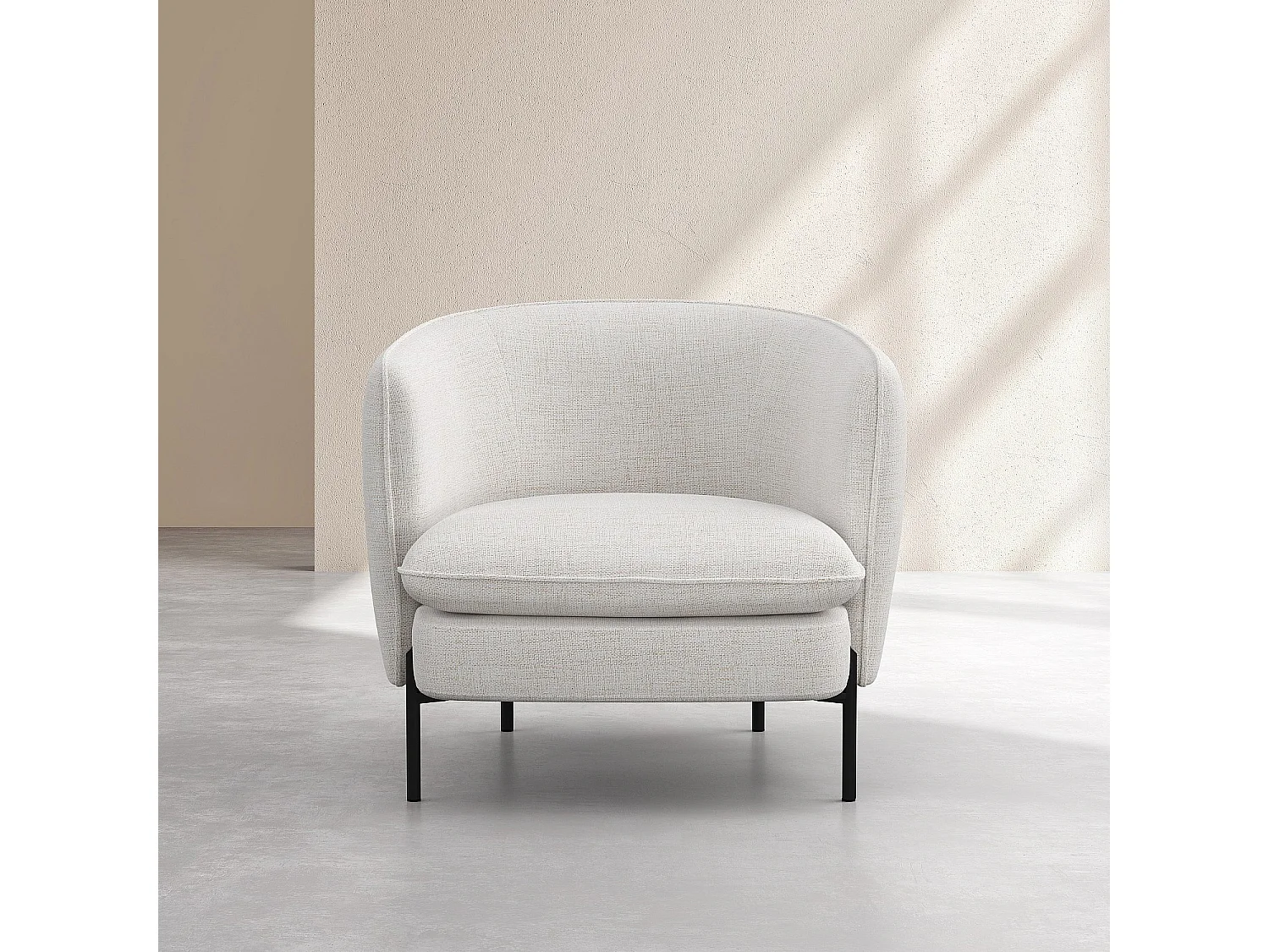 Habitat - Fauteuil en tissu et métal noir - Ivoire - Jusan