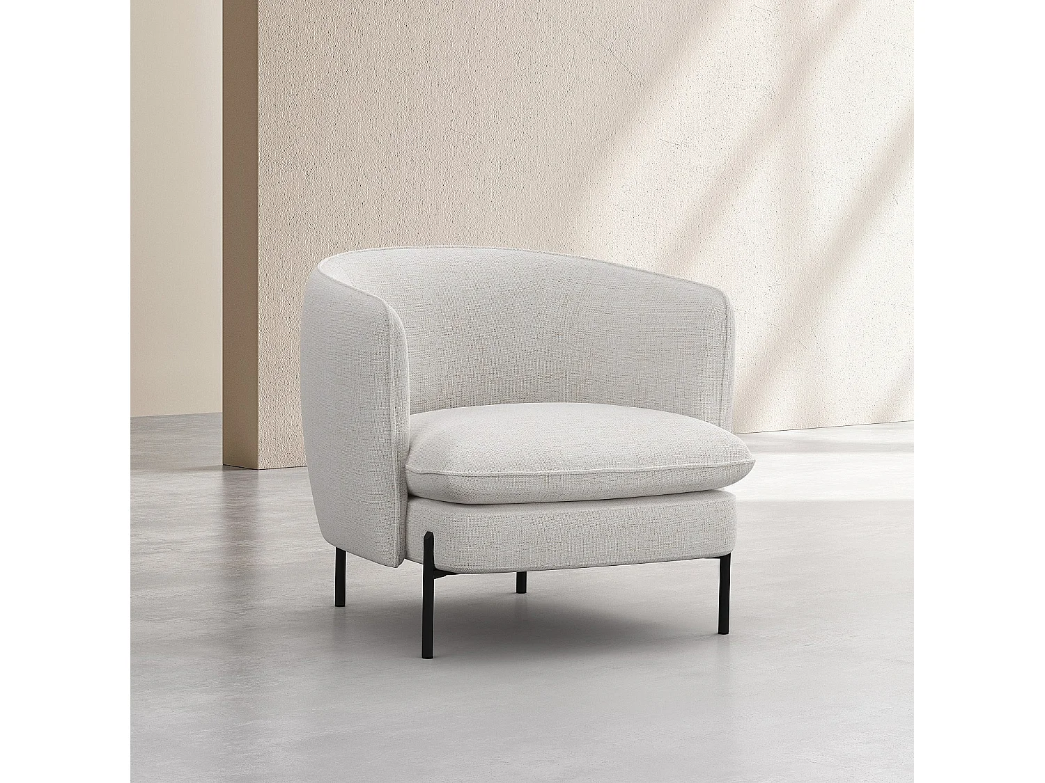 Habitat - Fauteuil en tissu et métal noir - Ivoire - Jusan