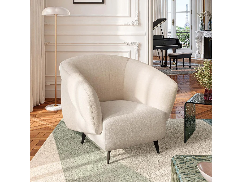 Habitat - Fauteuil en tissu - Crème - Design by Nicole Aptel - Brecio